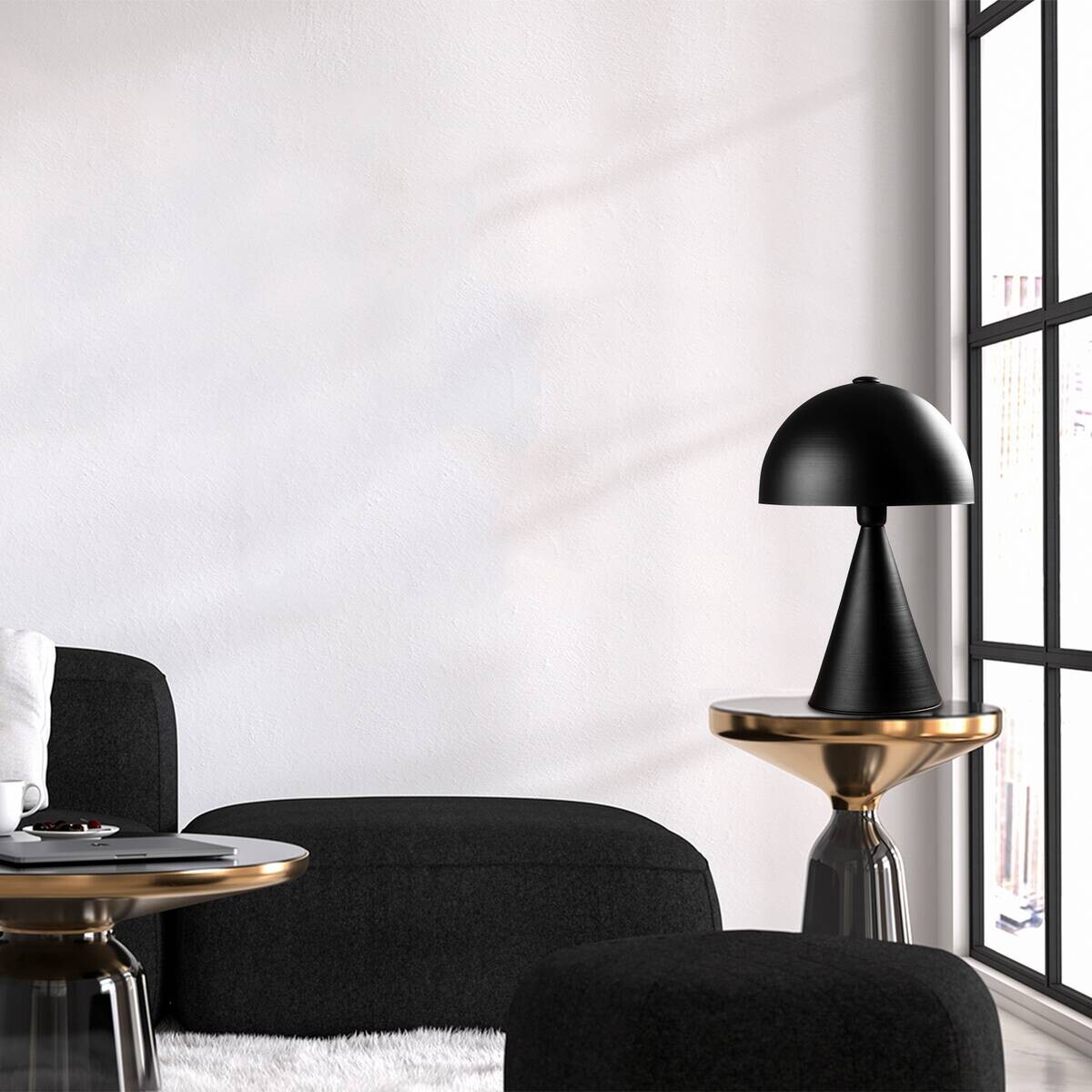 Opviq Tischleuchte Dodo schwarz Eisen B/H/T/L/D: ca. 30x52x30x30x30 cm E27 1 Brennstellen