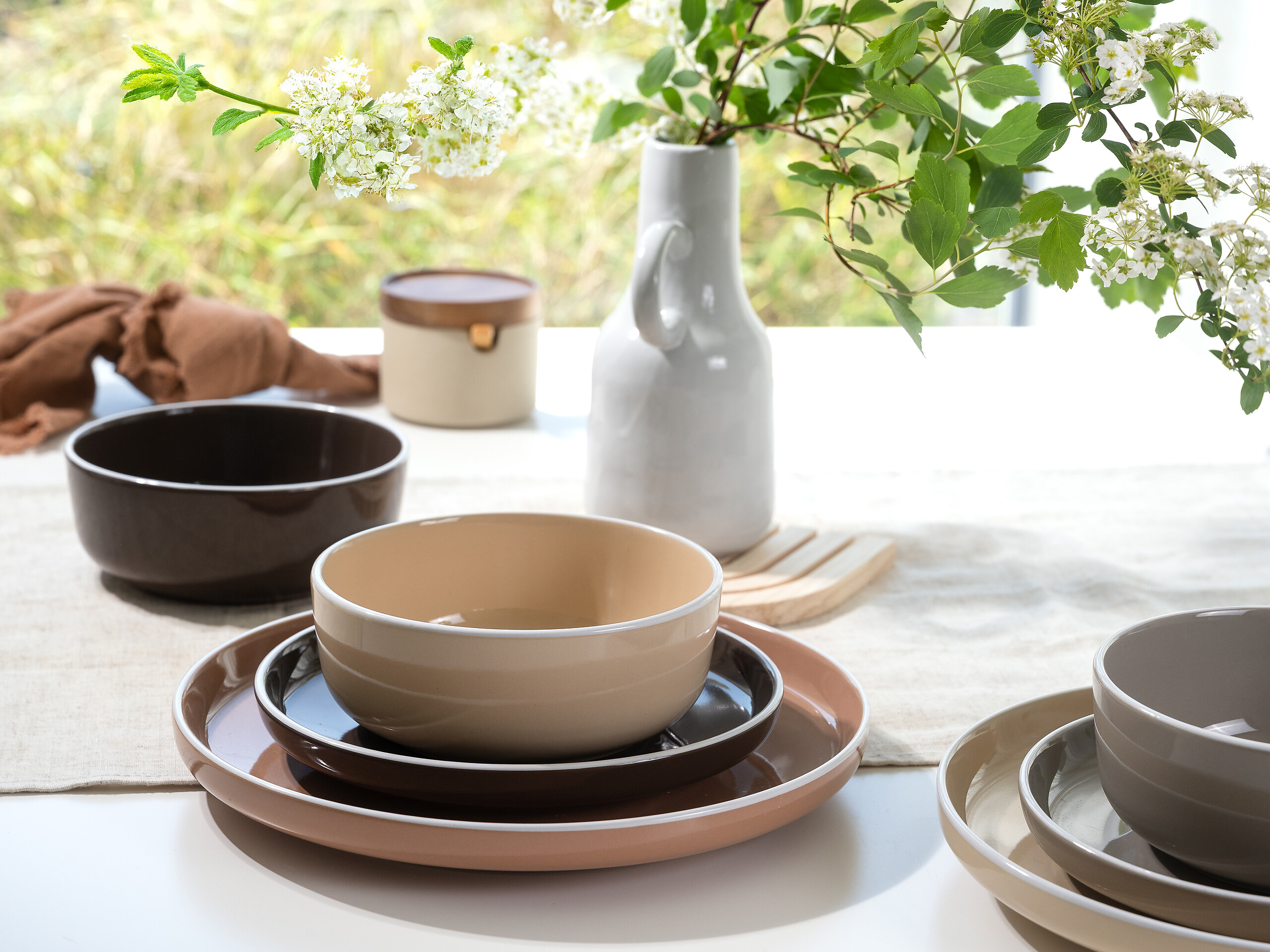 CreaTable Kombiservice Nordic Mocha Mousse braun Steinzeug 16 tlg.