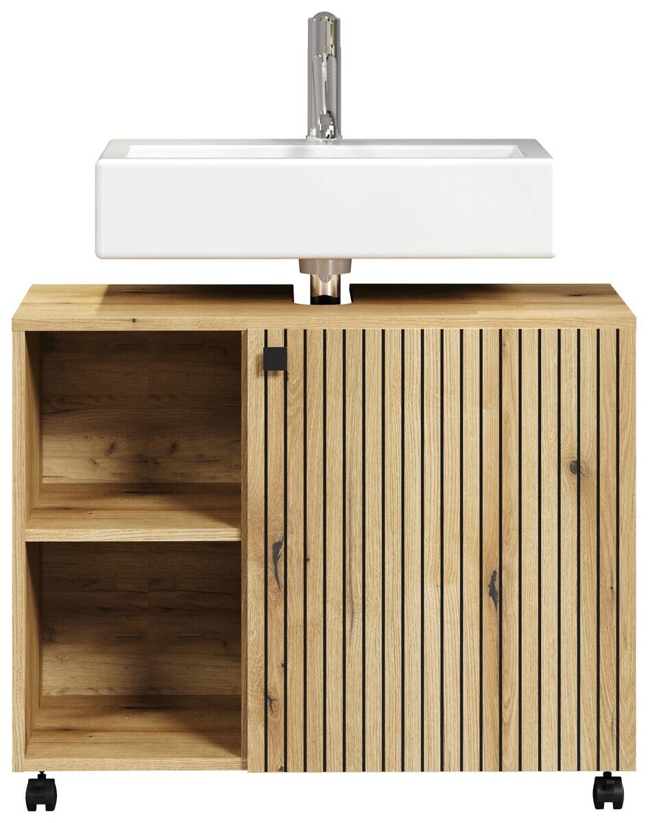 Waschbeckenunterschrank Pure Bliss Eiche Evoke Oak Nachbildung schwarz B/H/T: ca. 80x64x42 cm