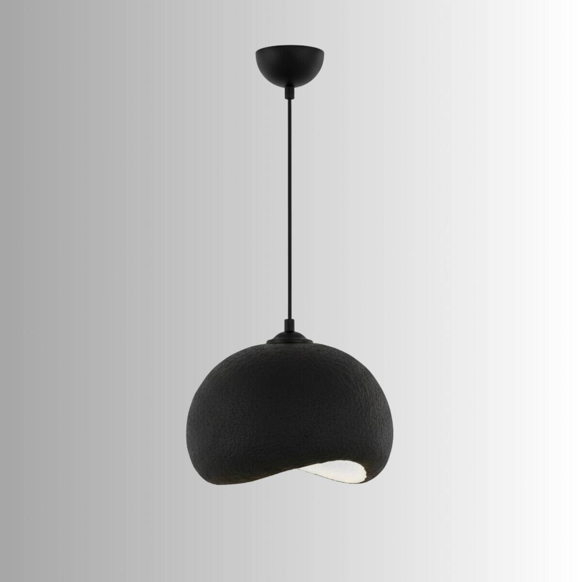 Opviq Pendelleuchte Yontu-15850-A schwarz Polyester-Mischgewebe Metall B/H/L: ca. 29x120x34 cm E27 1 Brennstellen