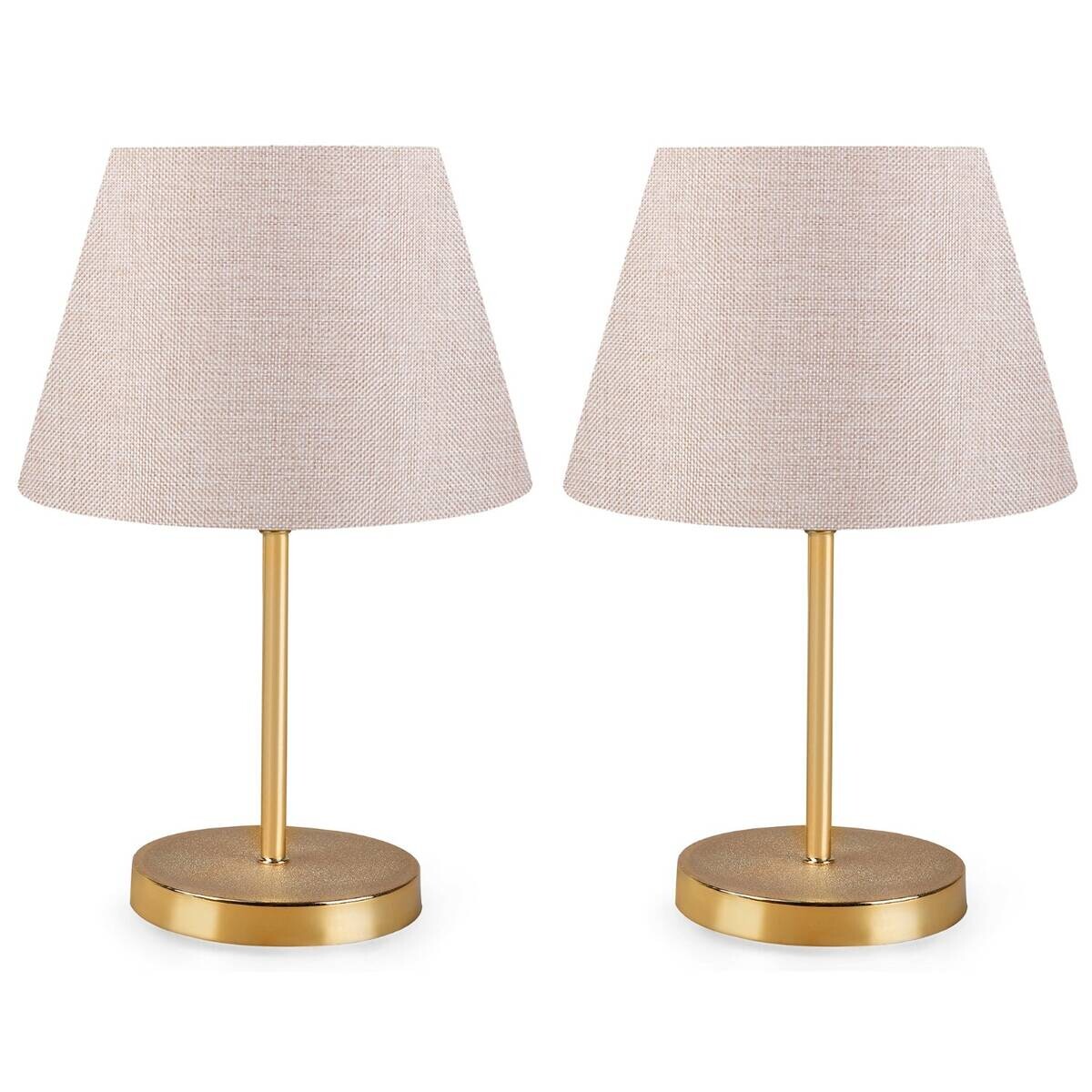 Opviq Tischleuchte creme PVC Metall B/H/L: ca. 22x37x22 cm E27 2 Brennstellen