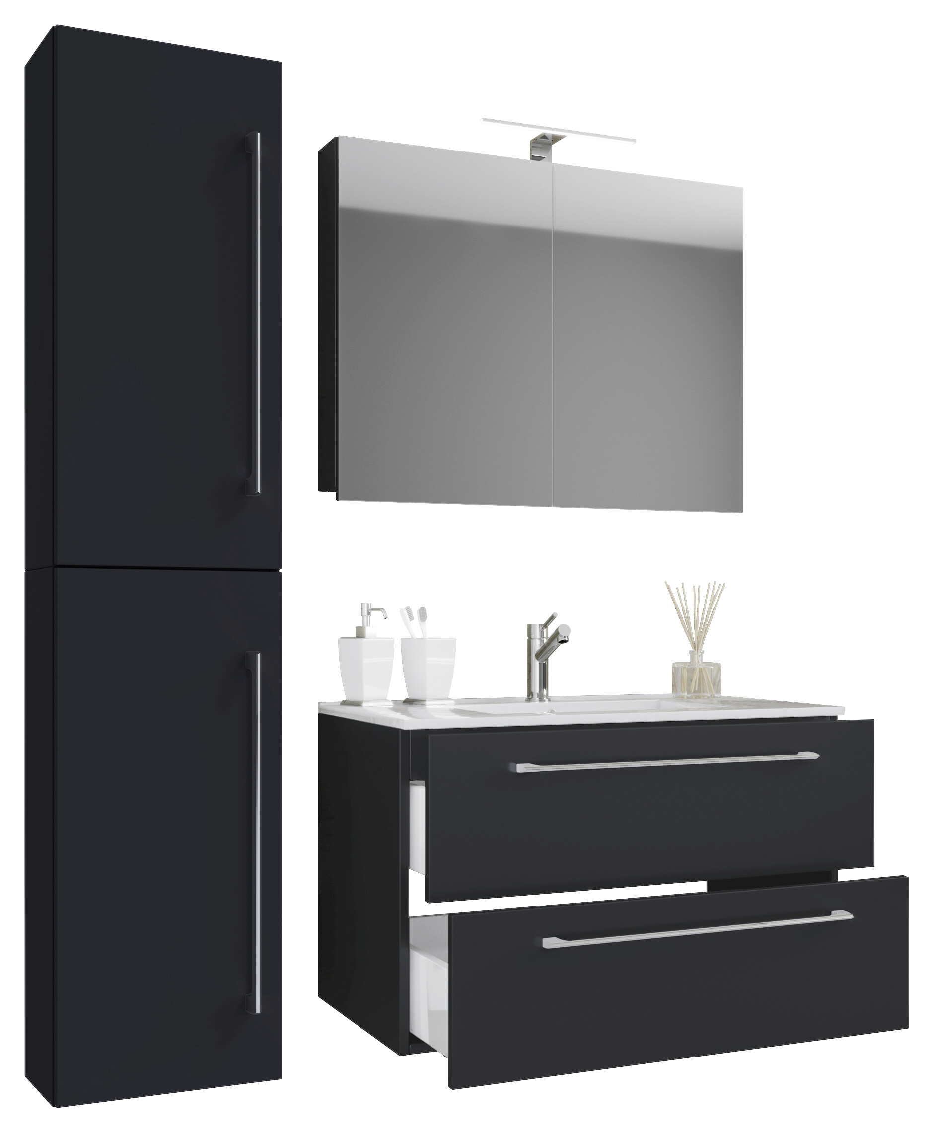 Waschplatz 4tlg-Badinos schwarz B/H/T: ca. 81x52x46 cm Waschplatz 4tlg-Badinos schwarz B/H/T: ca. 81x52x46 cm