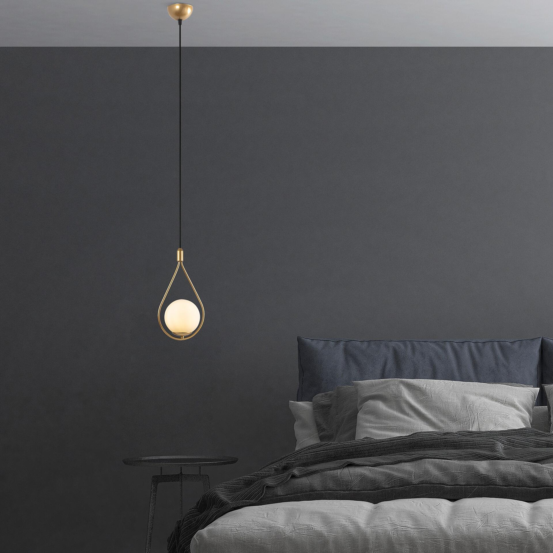 Opviq Pendelleuchte Mudon gold Glas B/H/T/L/D: ca. 15x136x15x15x15 cm E27 1 Brennstellen