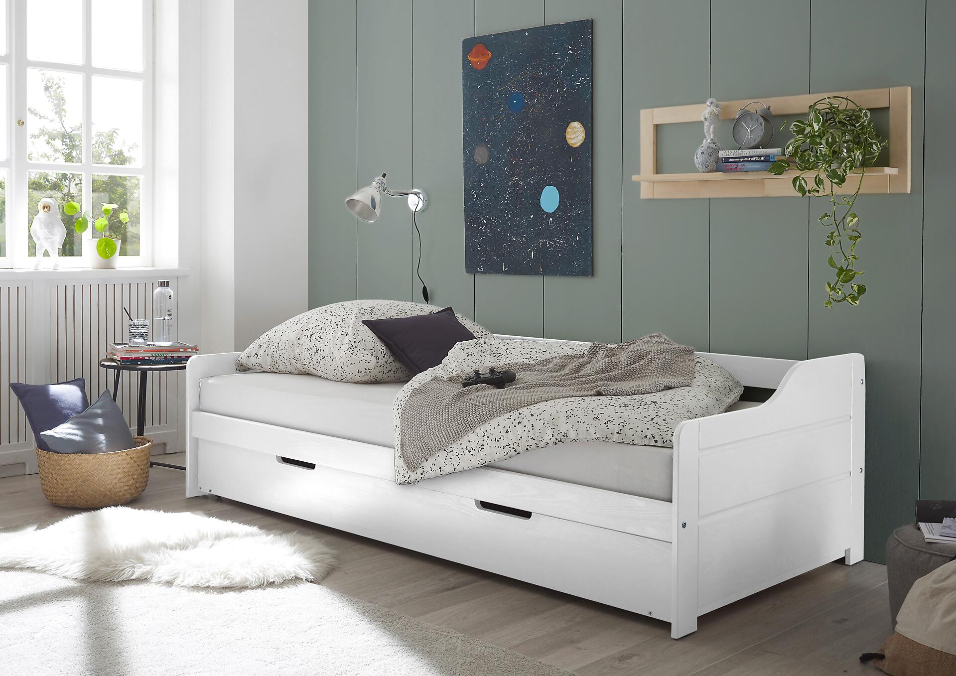 Funktionsbett Jesse kiefer weiß Liegefläche B/L: ca. 90x200 cm