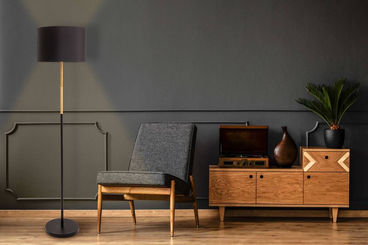 Näve Leuchten Stehleuchte Tessile 2088022 schwarz Metall Textil Kunststoff B/H/T: ca. 36x150x36 cm 1 Brennstellen