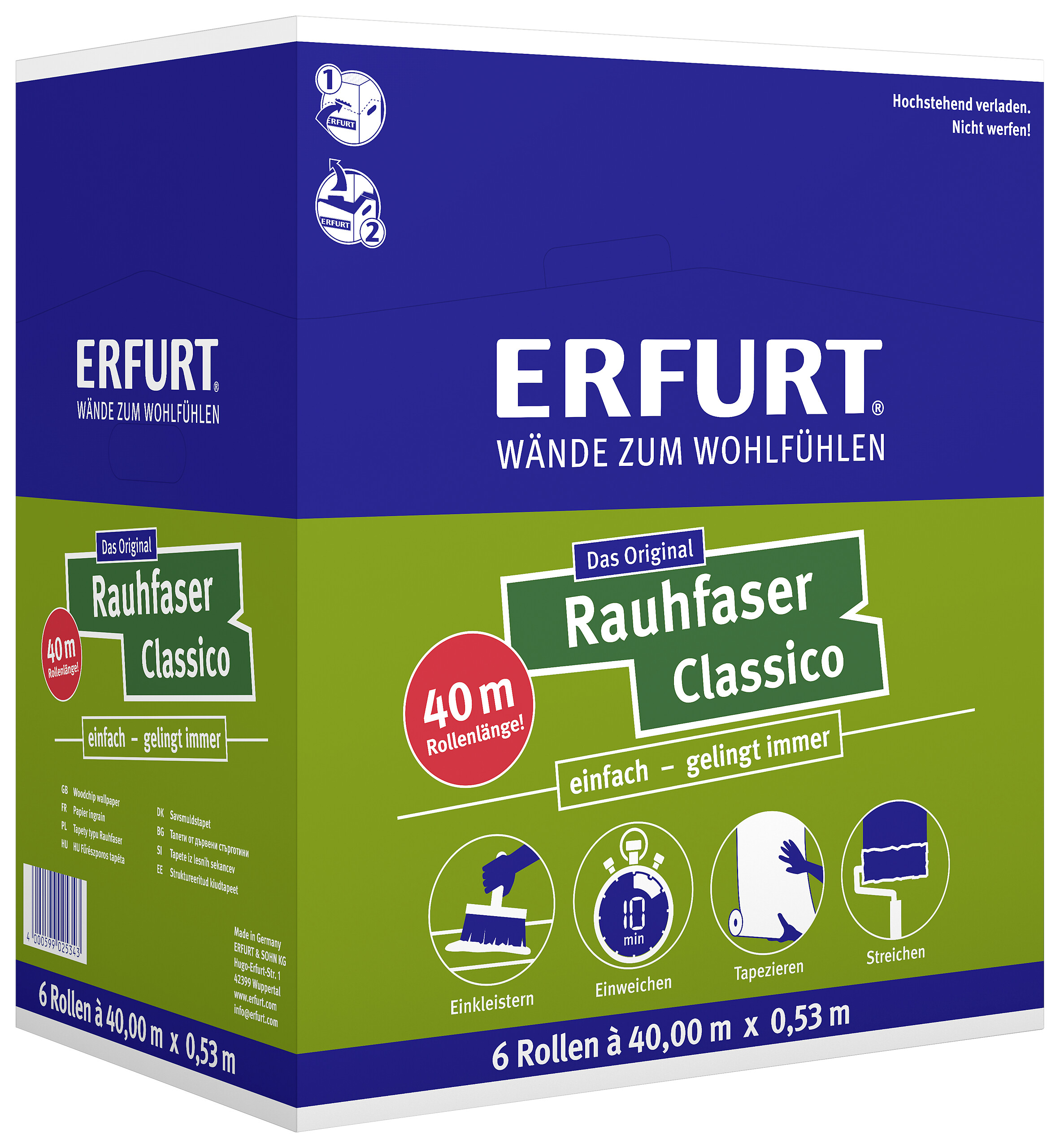 Rauhfaser Classico weiß B/L: ca. 53x4000 cm