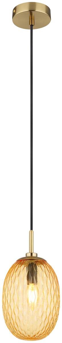 GLOBO Pendelleuchte amber gold schwarz Textil Glas Metall H/D: ca. 120x15 cm E14 1 Brennstellen