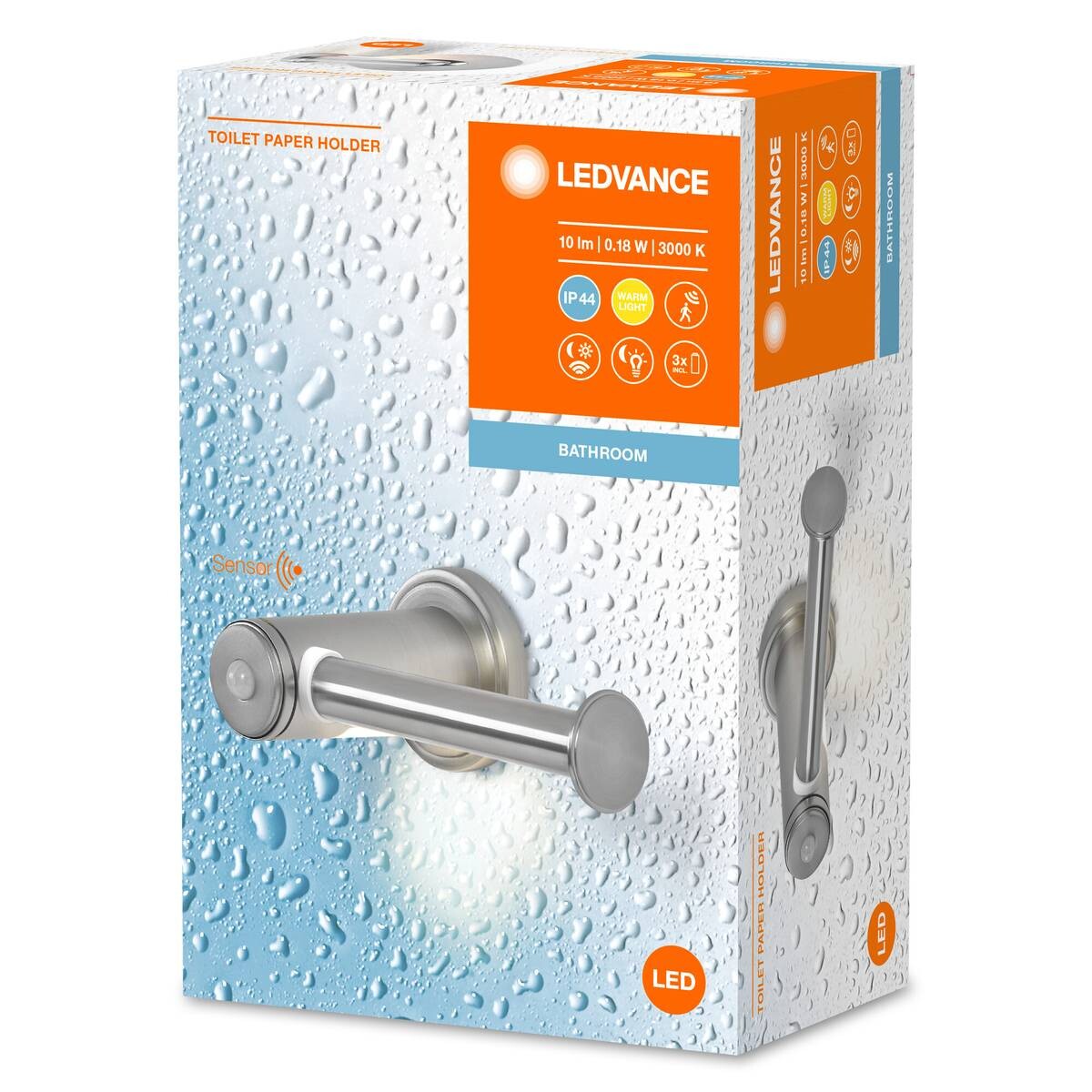 LED-Toilettenpapierhalter silber Kunststoff B/H/L: ca. 6,7x11,1x18 cm