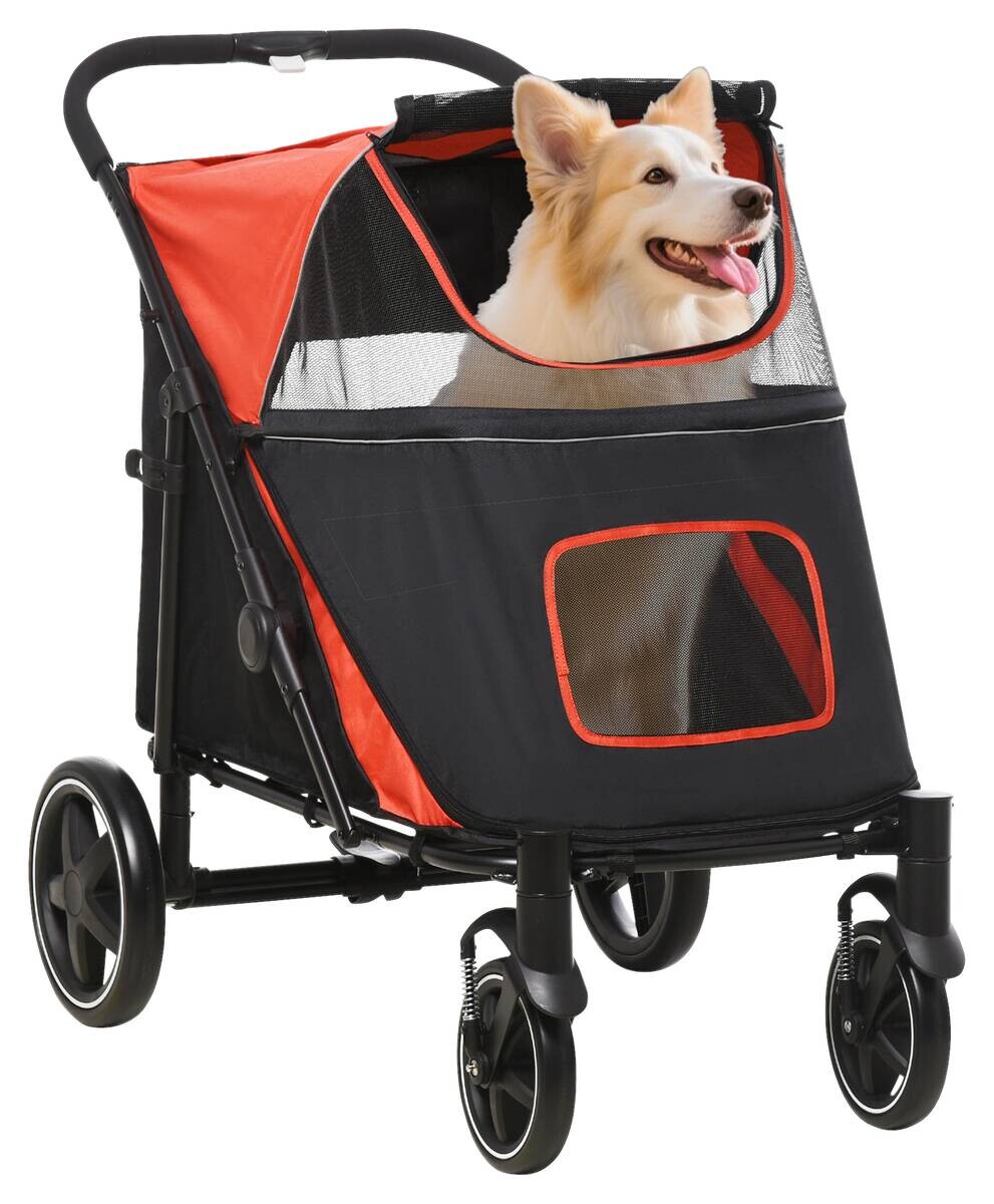 PawHut Hundebuggy rot Polyester-Mischgewebe B/H/L: ca. 65x100x112 cm