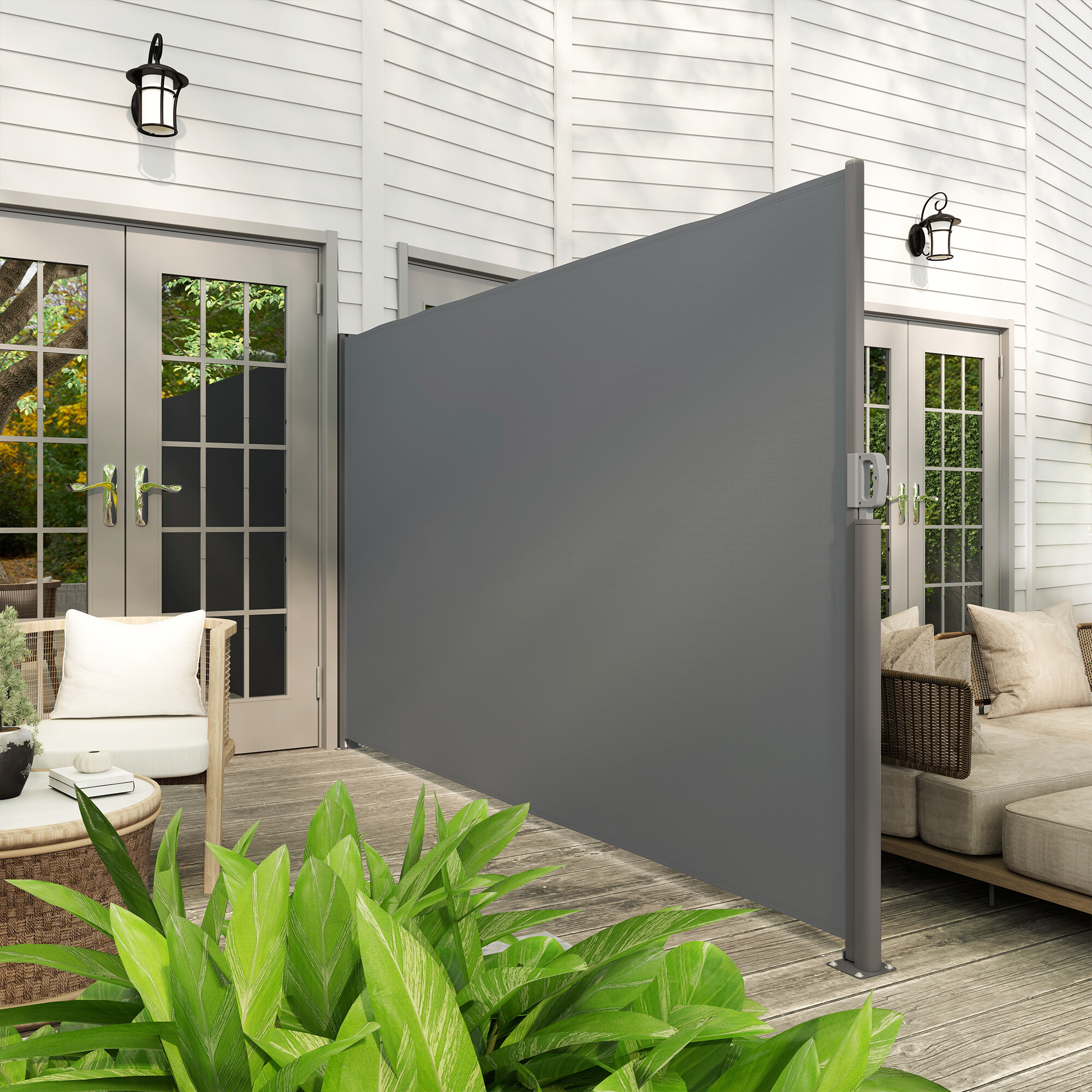 Outsunny Seitenmarkise dunkelgrau Aluminium B/H/L: ca. 1x180x300 cm