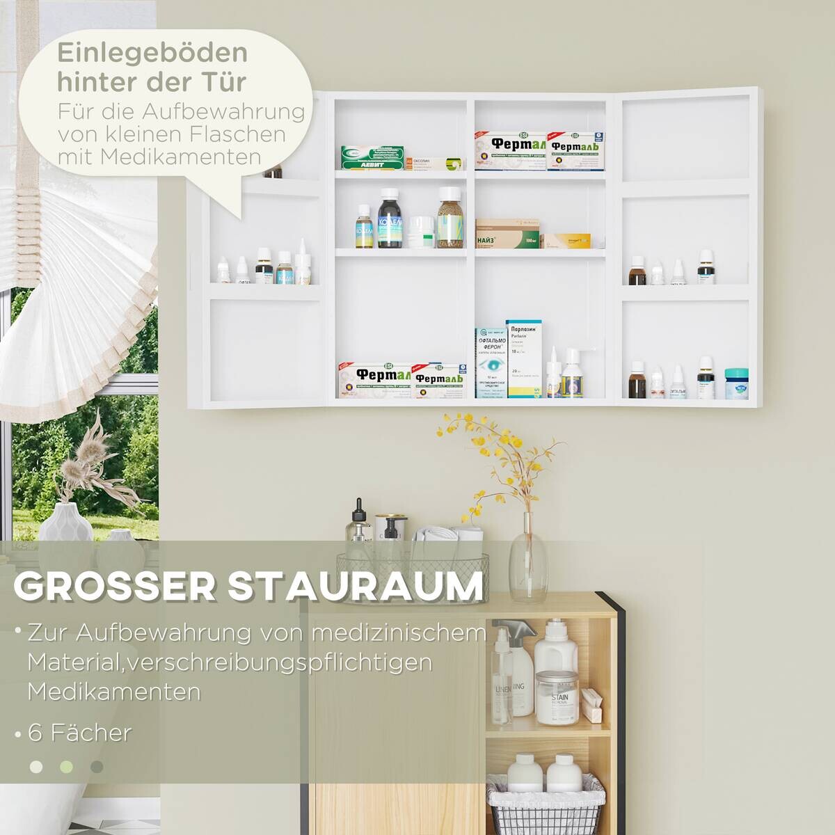 Medizinschrank weiß Polypropylen B/H/L: ca. 18x55x60 cm