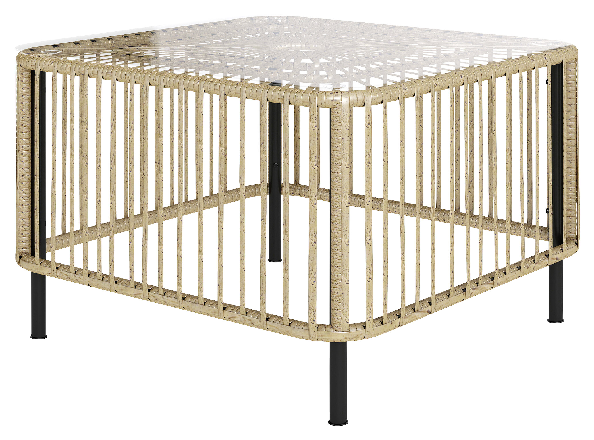 Outsunny Rattan-Gartentisch Holzoptik Polyethylen B/H/L: ca. 65x43x65 cm