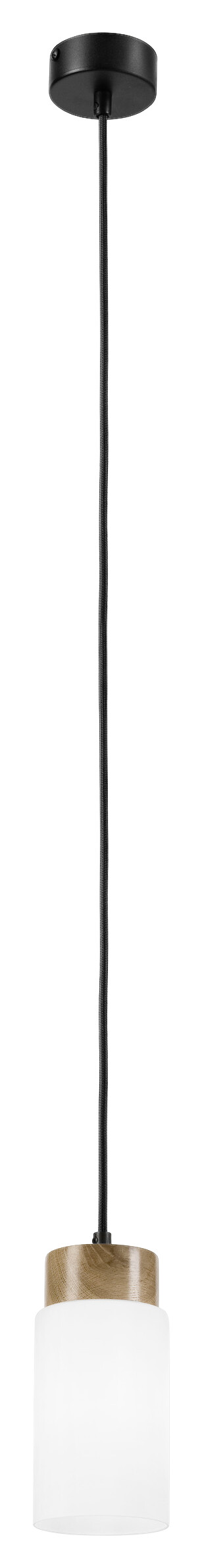 Lamkur Hängeleuchte Marcus schwarz Glas Holz Stahl B/H/L: ca. 20x10x20 cm E27 1 Brennstellen