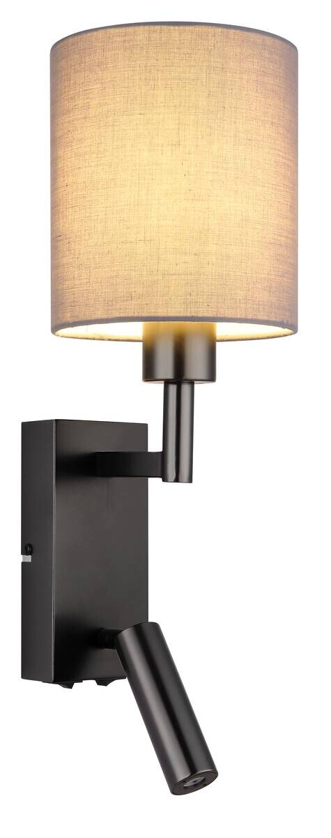 GLOBO Wandleuchte grau schwarz Metall B/H/L: ca. 17x45,5x15 cm E27 2 Brennstellen