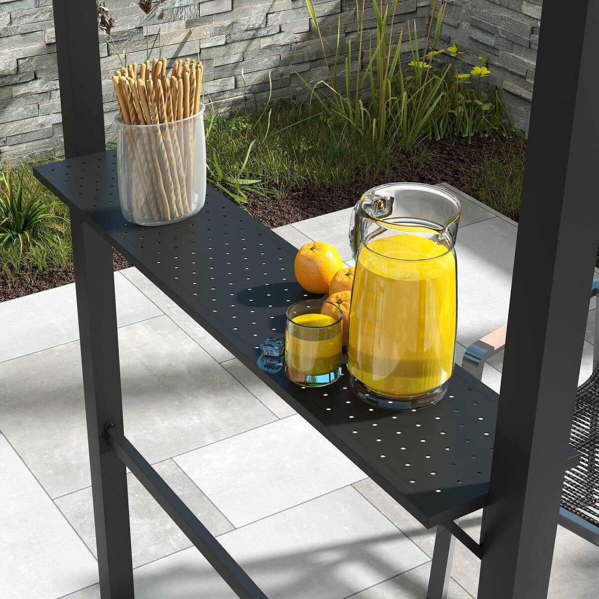 Outsunny Grillpavillon khaki Stahl B/H/L: ca. 110x235x233 cm