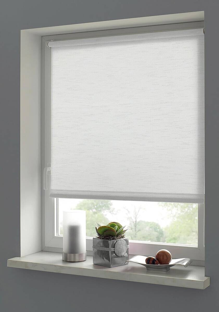 Boviva Klebe-/Klemmrollo Lino cremeweiß B/L: ca. 80x210 cm