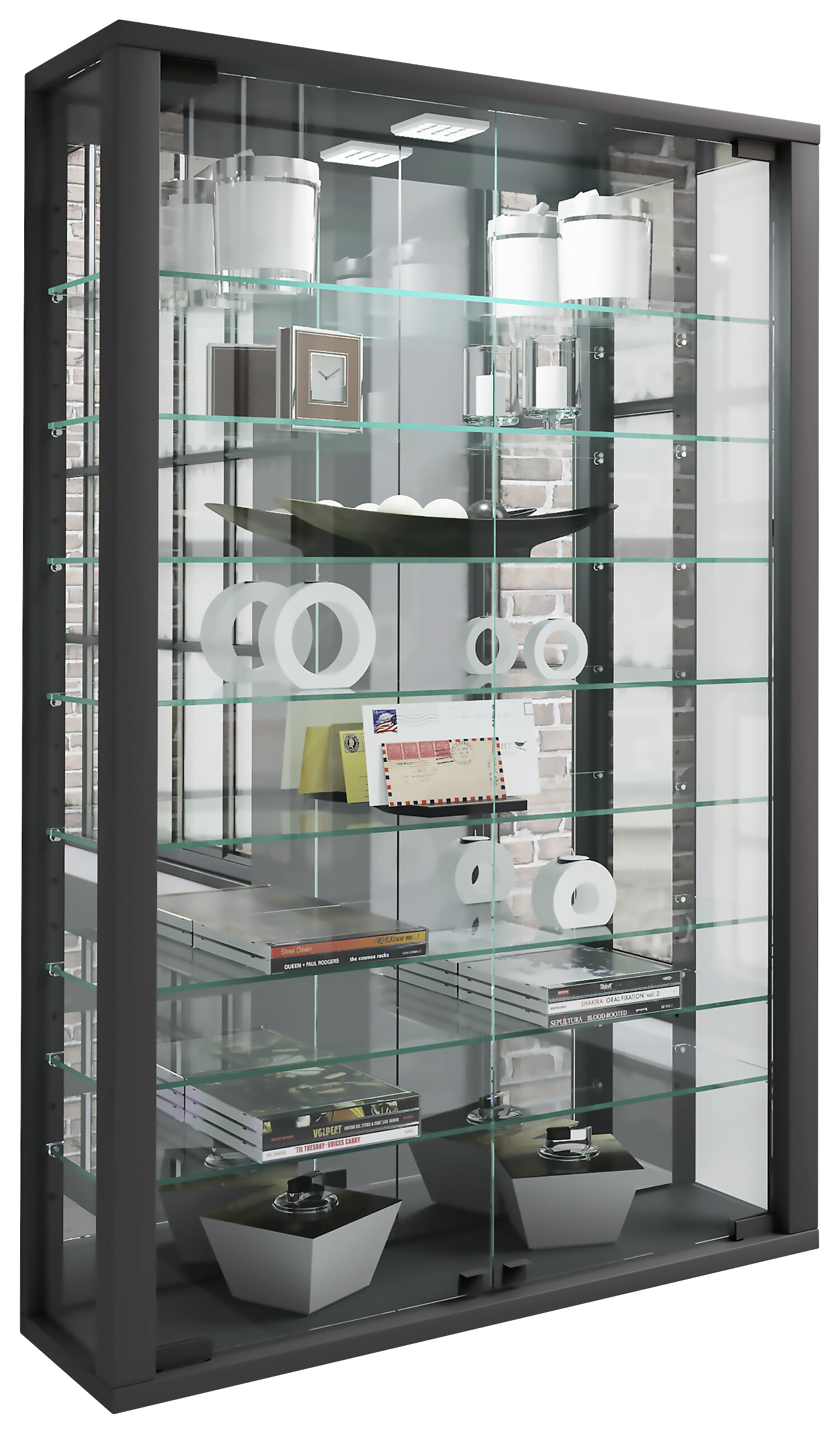 Vitrine Vitrosa schwarz Holzwerkstoff Glas B/H/T: ca. 59x91x18 cm