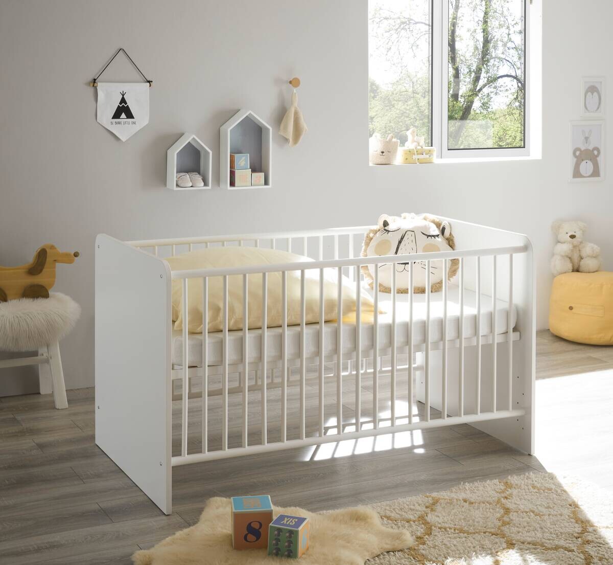 Babybett Alex weiß Graphit Liegefläche B/L: ca. 70x140 cm