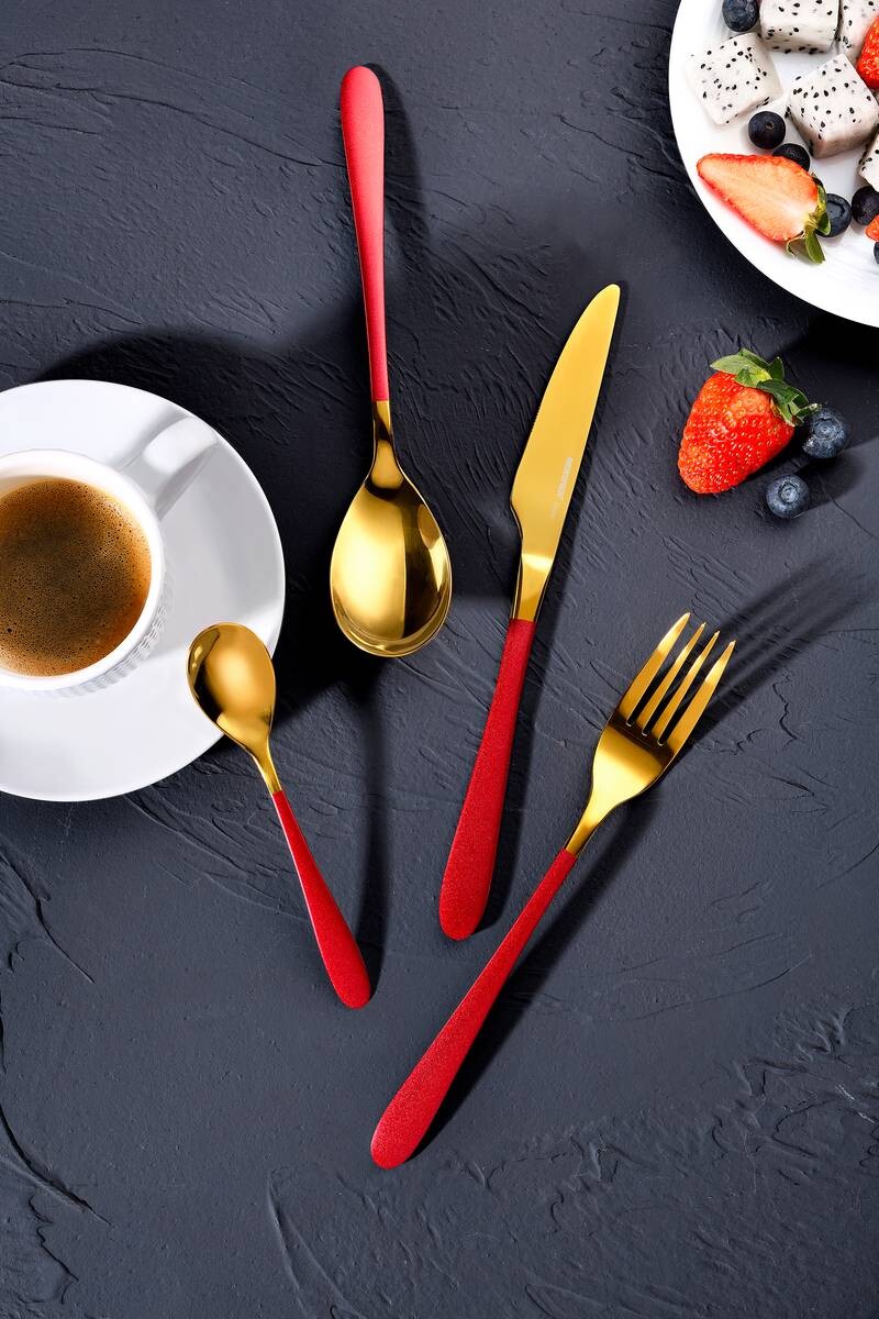 BERGNER Besteckset Lisboa red rot Edelstahl 16 tlg.