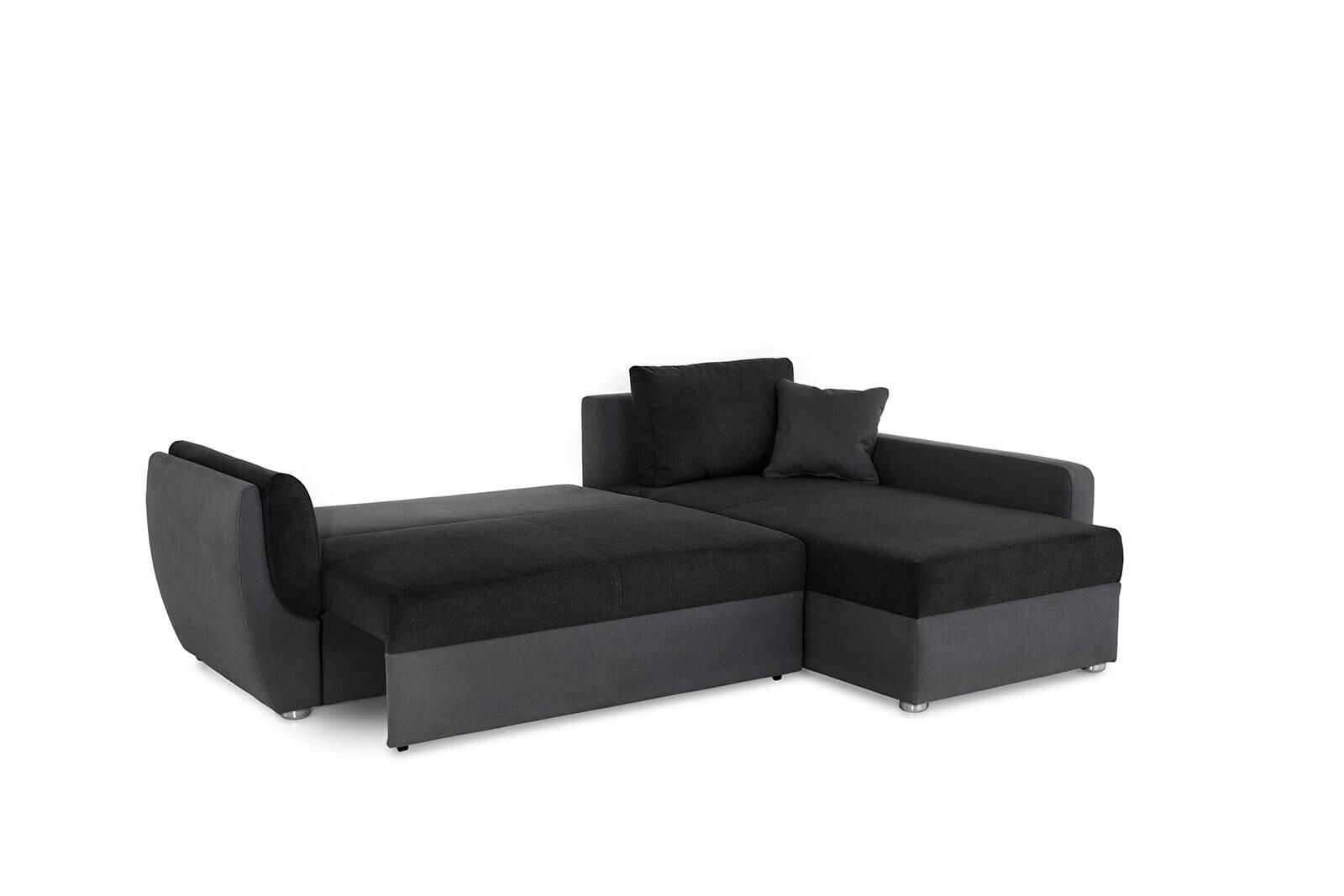 Ecksofa mit Bettfunktion und Bettkasten schwarz Polyester B/H/T: ca. 247x82x178 cm