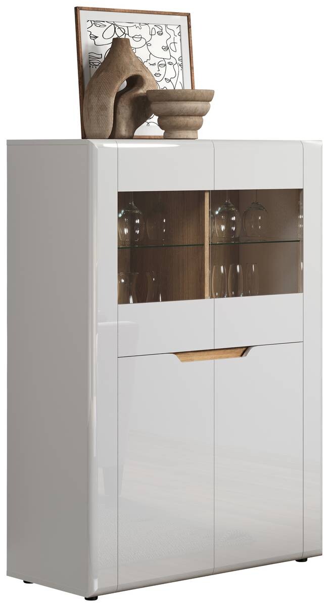 Highboard Marlon Eiche Evoke Coast Nachbildung weiß Hochglanz B/H/T: ca. 96x132x39 cm