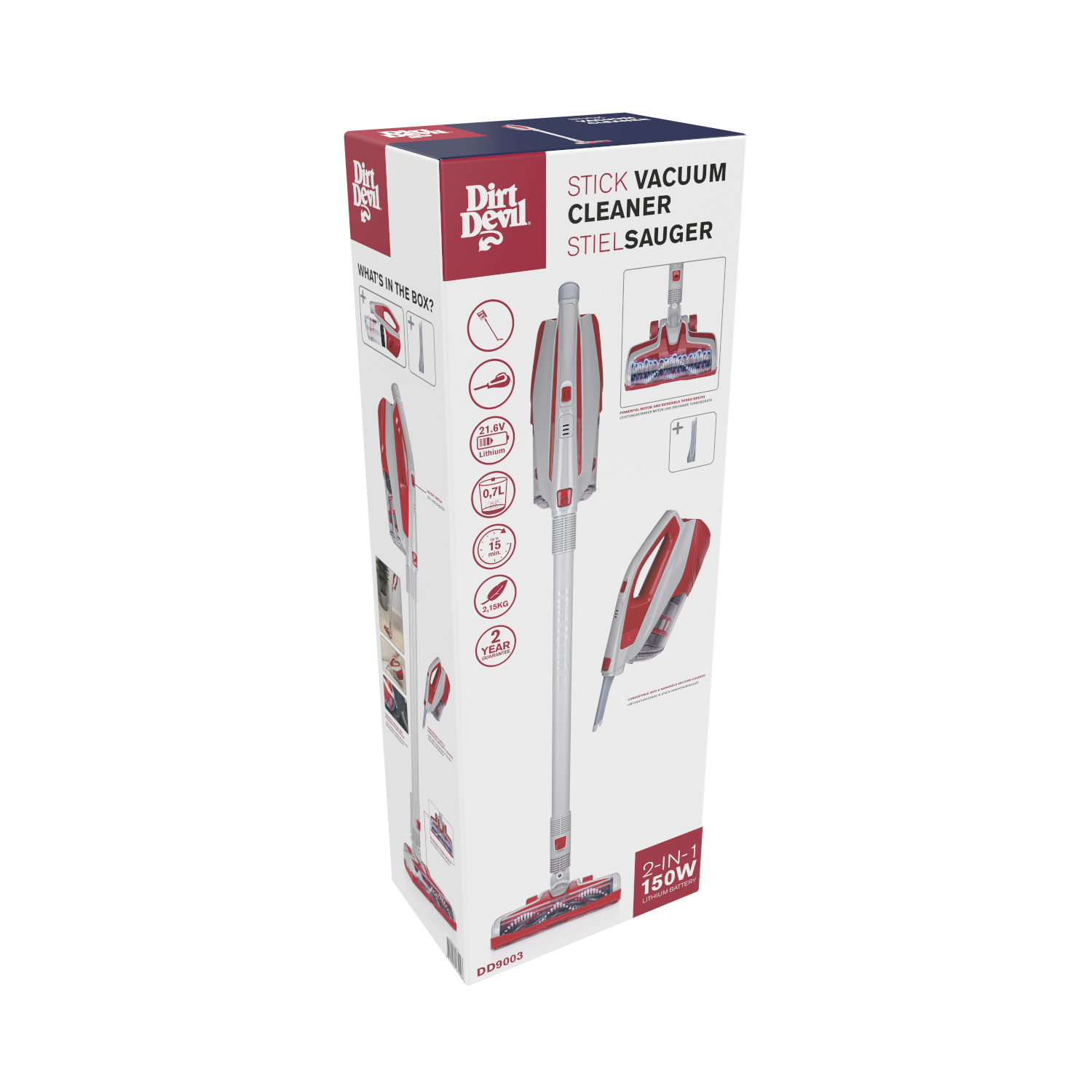 Dirt Devil Hand-/Stielstaubsauger DD9003 grau rot