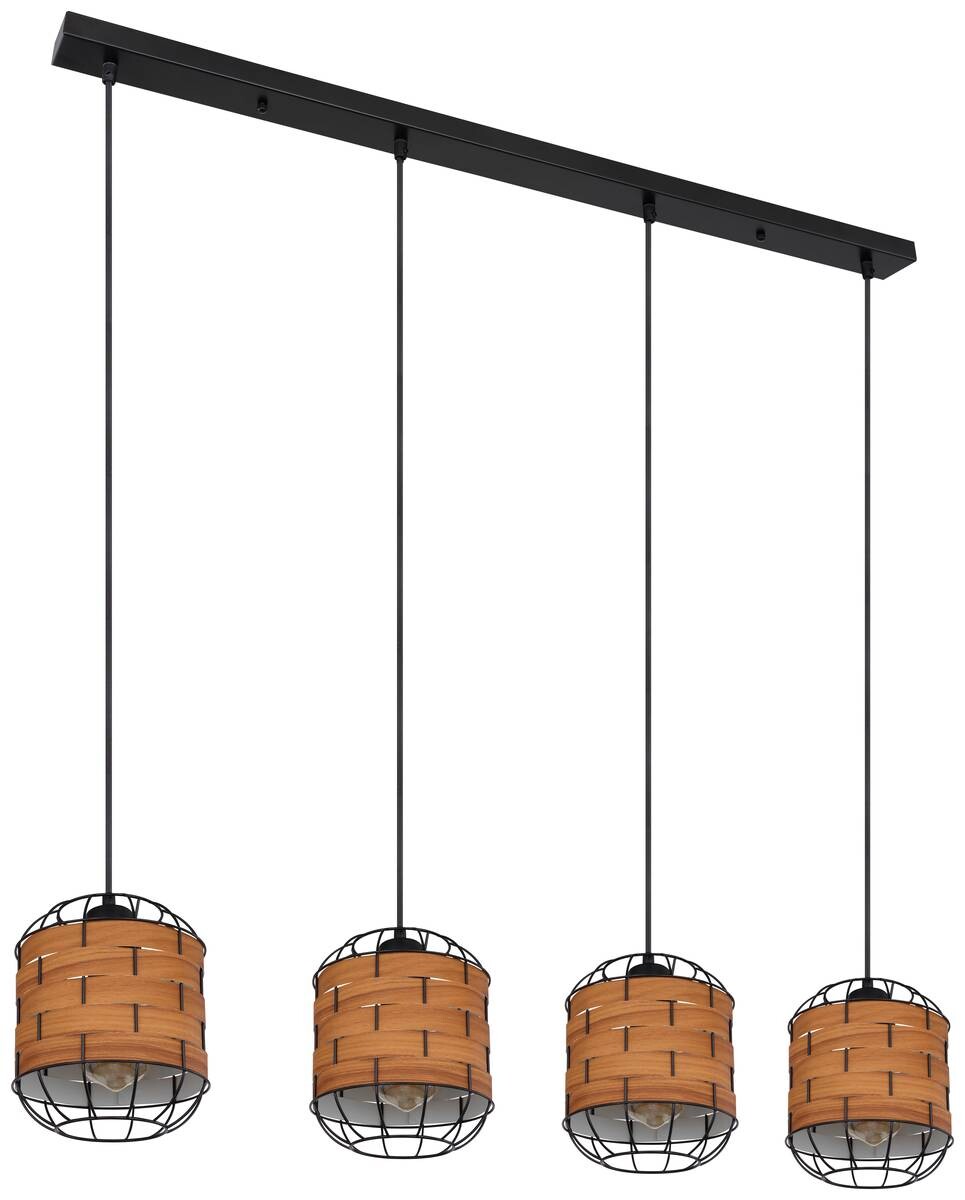 GLOBO Pendelleuchte ELMAR 15665-4H natur schwarz Kunststoff Metall B/H/T: ca. 18x120x100 cm 4.0 Brennstellen