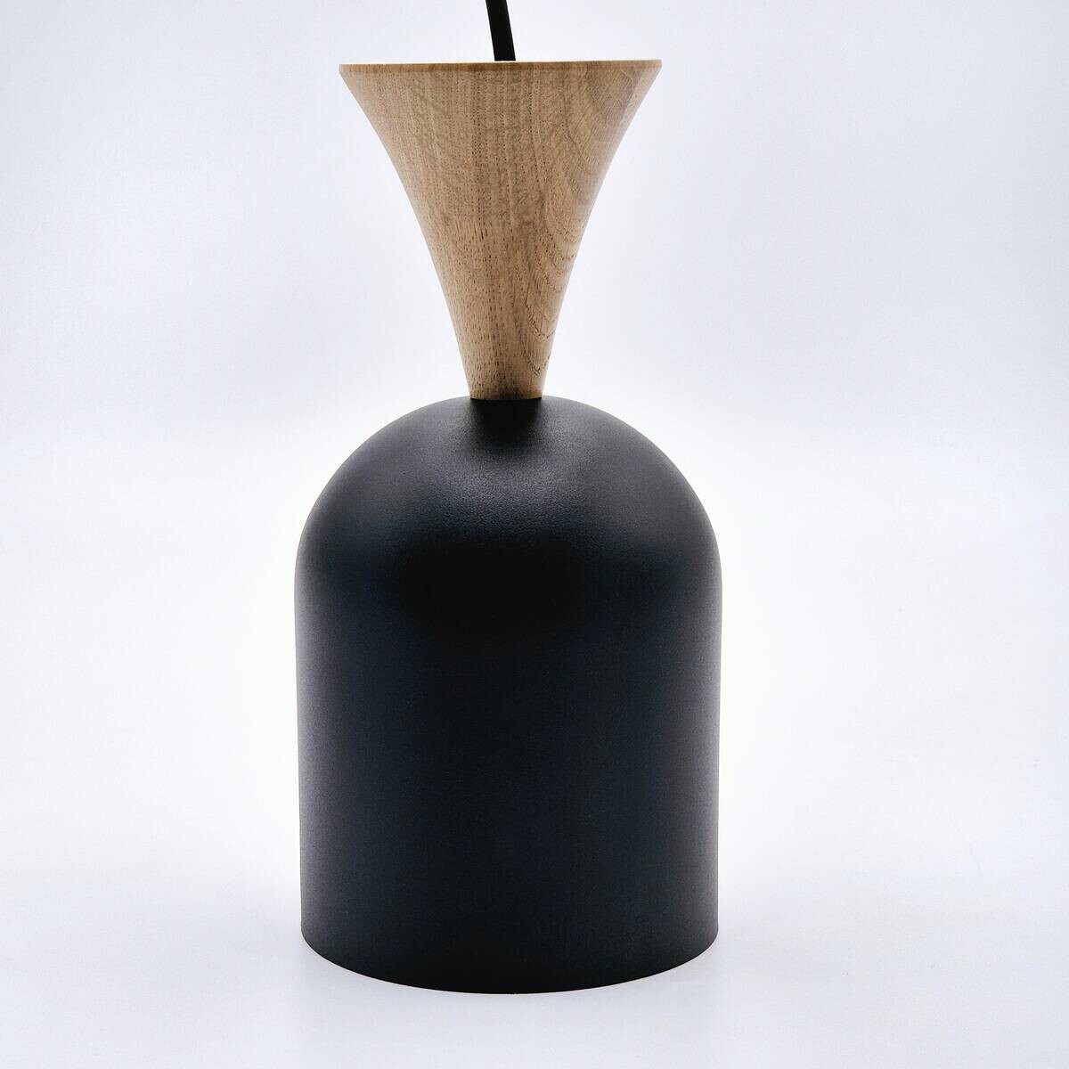 Lamkur Hängeleuchte schwarz Eiche Stahl Holz B/H/L: ca. 11x102x11 cm E27 1 Brennstellen