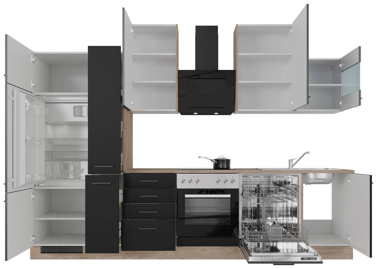 Küchenblock Capri schwarz matt B/H/T: ca. 310x234x60 cm
