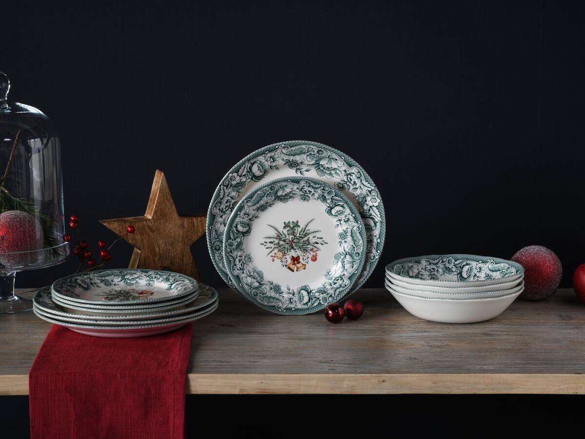 CreaTable Tafelservice Weihnachten bunt Steingut 12 tlg.