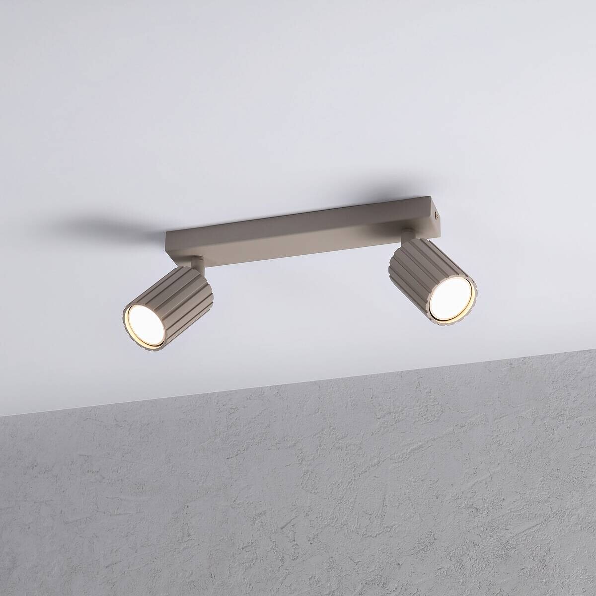 Lamkur Strahler Prisma beige Stahl B/H/L: ca. 6,5x16,5x30 cm 2 Brennstellen