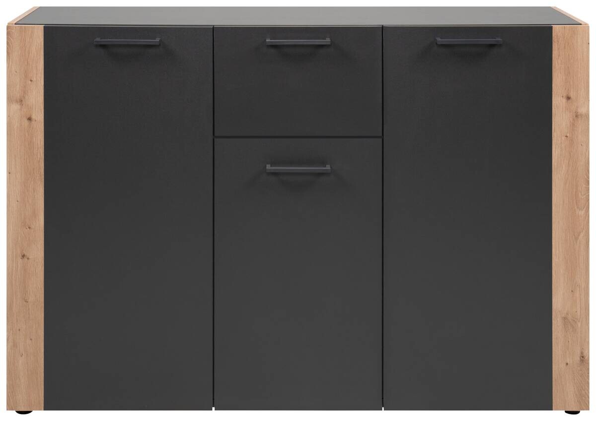 Kommode Cento anthrazit Eiche Artisan Oak Nachbildung B/H/T: ca. 126x83x35 cm