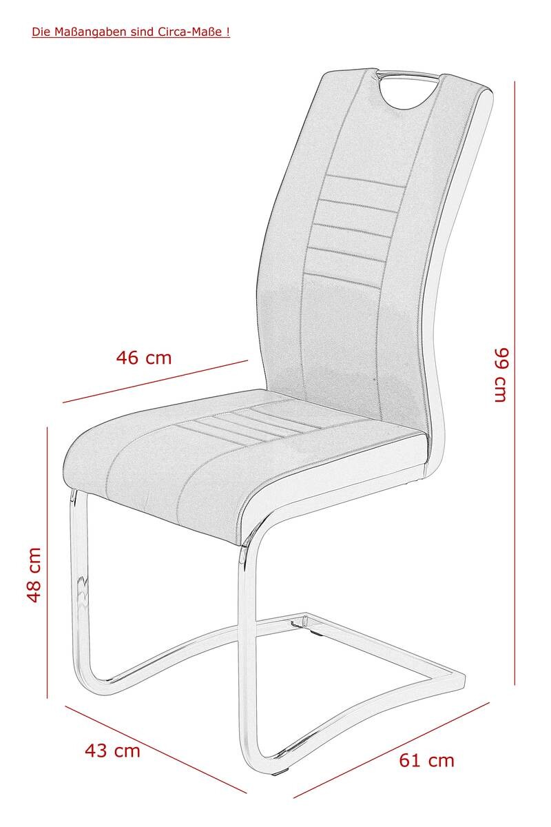 Schwingstuhl Tabea 4er Set schwarz weiß Kunstleder Kunstleder B/H/T: ca. 43x99x61 cm