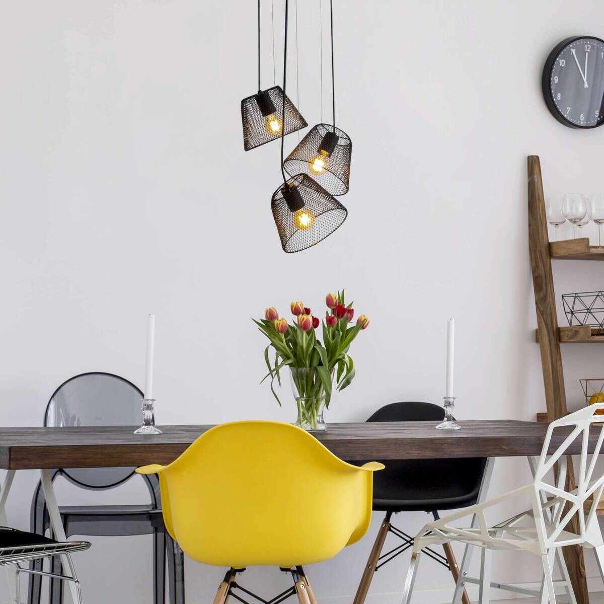 Näve Leuchten Pendelleuchte 7085122 schwarz Kunststoff Metall B/H/T: ca. 30x120x30 cm E27 3 Brennstellen