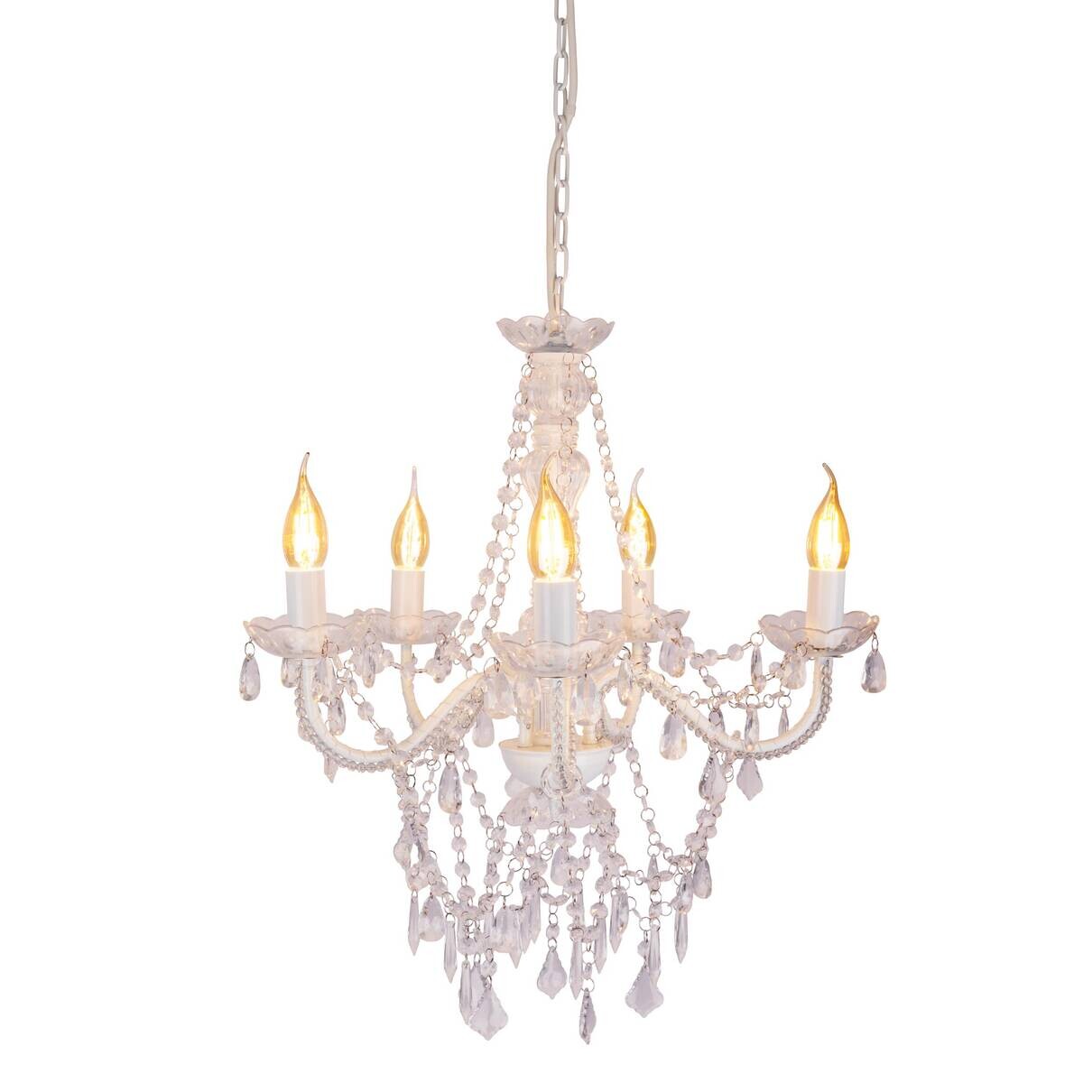 Näve Leuchten Pendelleuchte 8009323 weiß Metall Kunststoff B/H/T: ca. 52x85x52 cm E14 5 Brennstellen