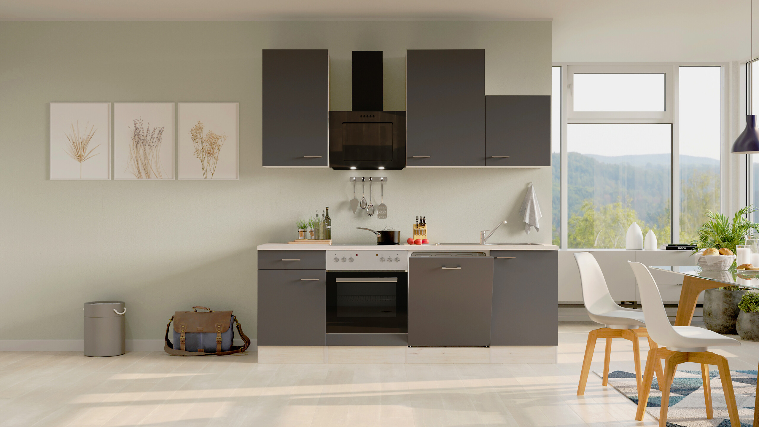 Flex-Well Küchenblock Morena Basalt matt B/H/T: ca. 220x234x60 cm