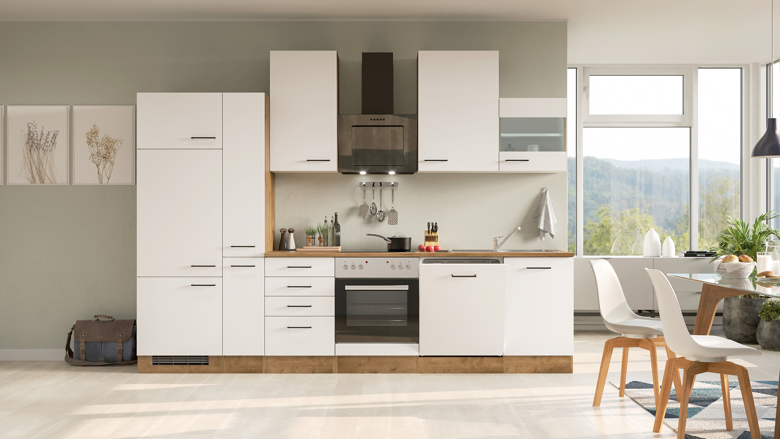 Küchenblock Avila Magnolie matt B/H/T: ca. 310x234x60 cm