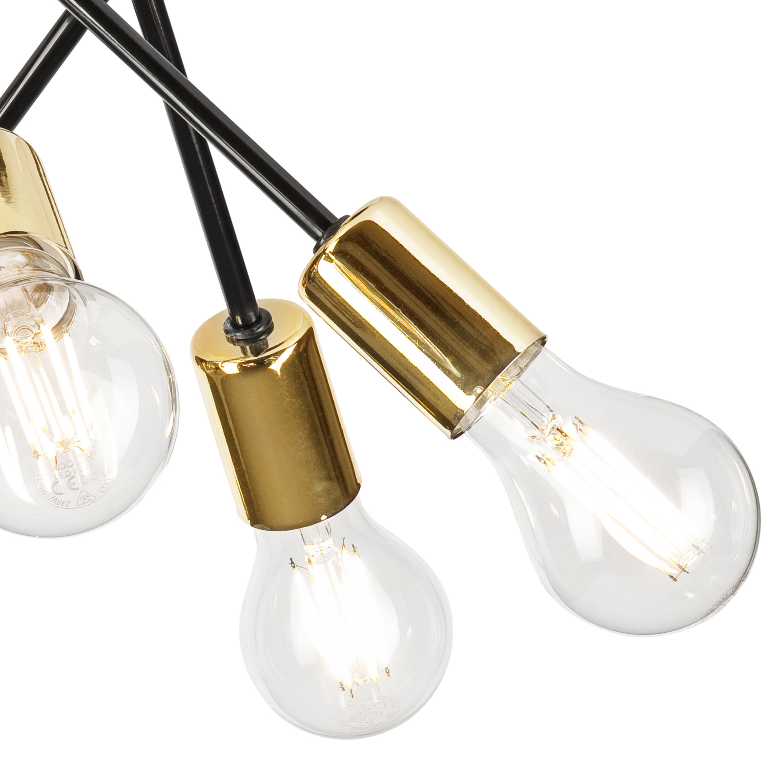 Lamkur Deckenleuchte gold Stahl B/H/L: ca. 36x34x36 cm E27 5 Brennstellen