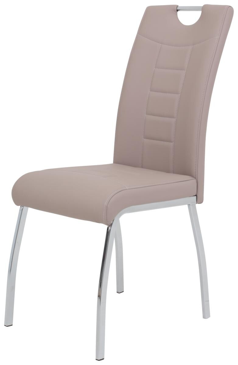 Stuhl Andrea 4er Set Cappuccino Chrom Kunstleder Metall B/H/T: ca. 43x100x64 cm