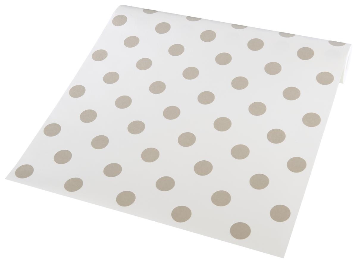 Vliestapete Punkte weiß beige B/L: ca. 53x1005 cm