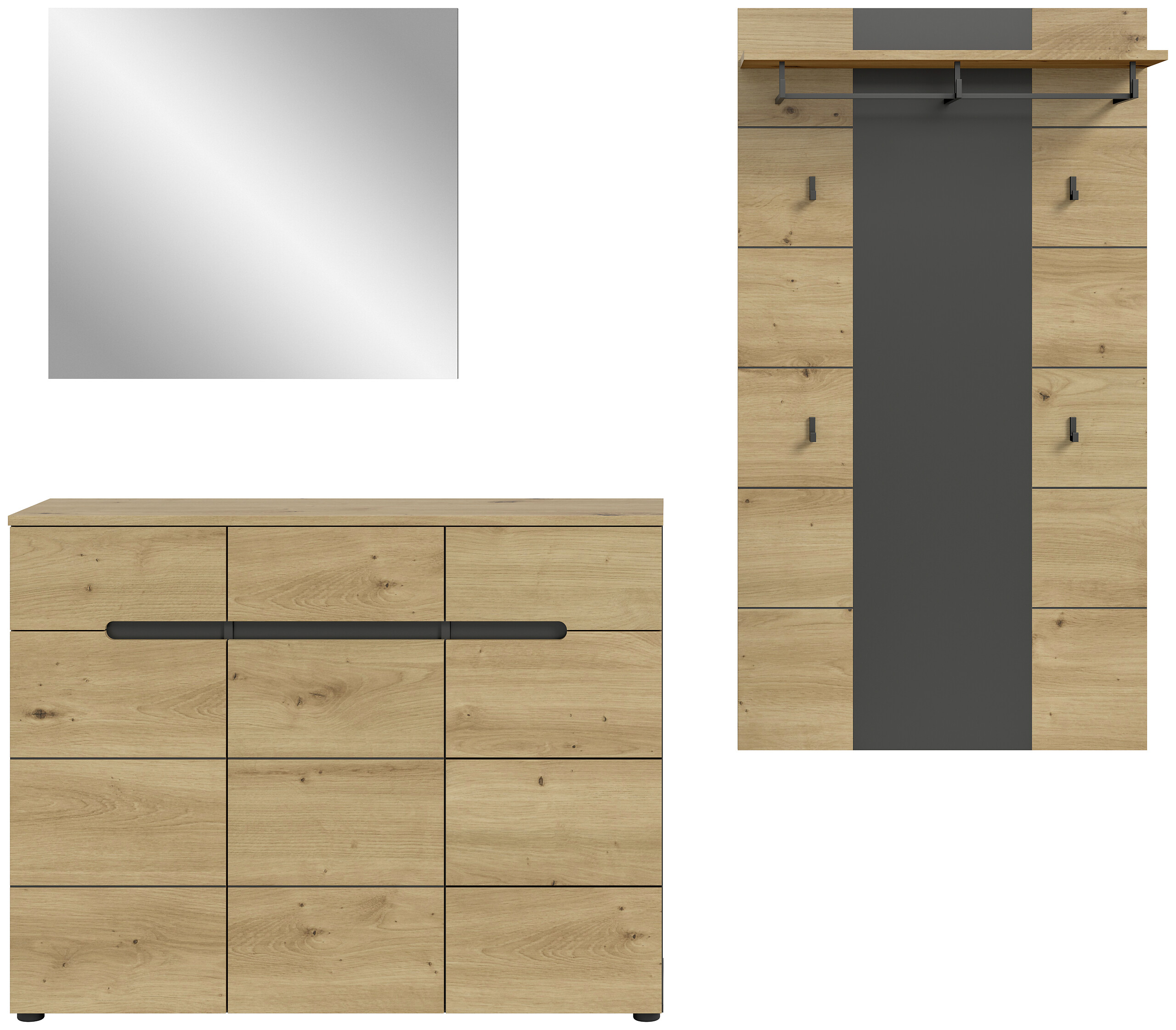 Garderobe Canu basaltgrau Nachbildung Artisan Nachbildung B/H/T: ca. 215x190x37 cm