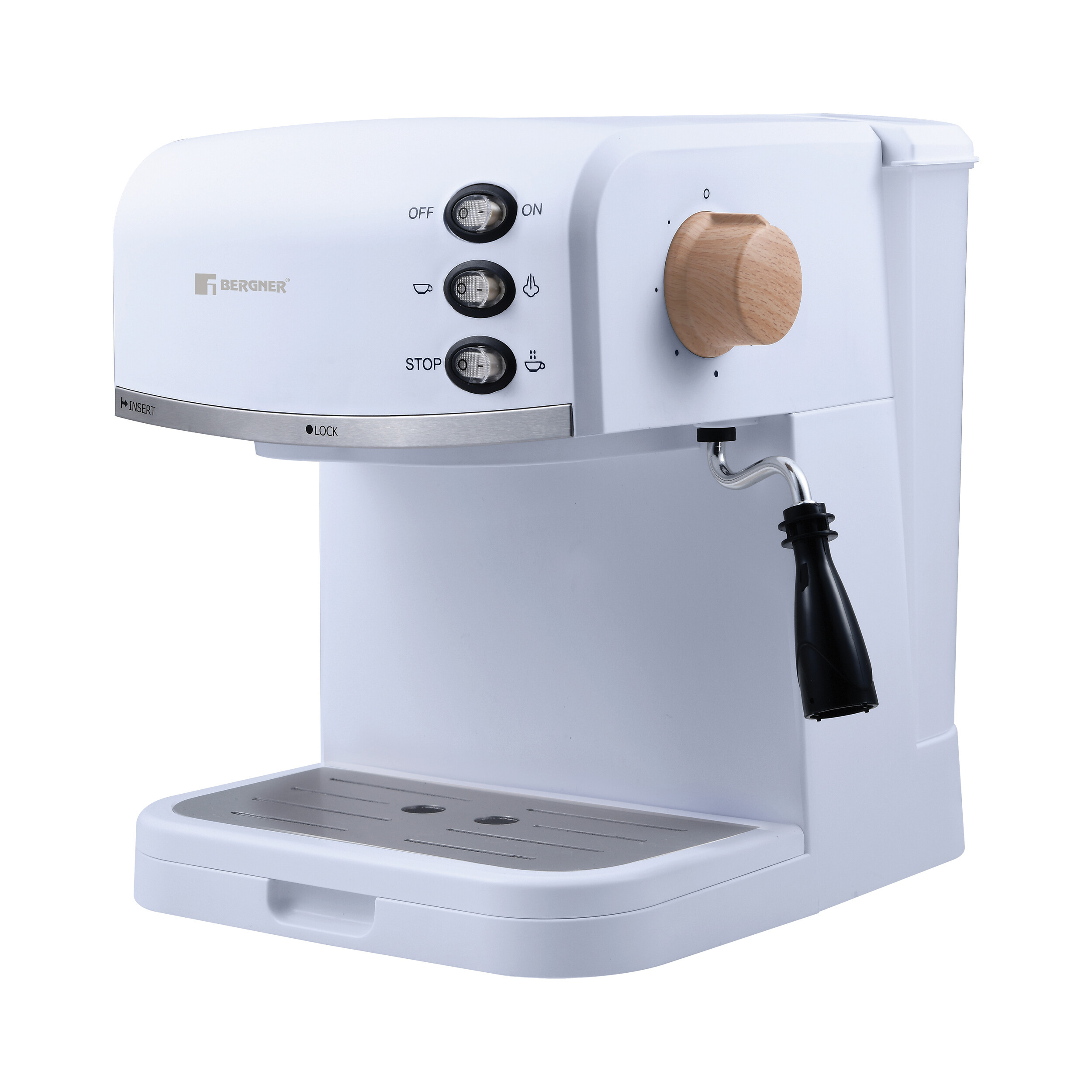 BERGNER Espressomaschine weiß Aluminium B/H/L: ca. 29,5x31x33,5 cm