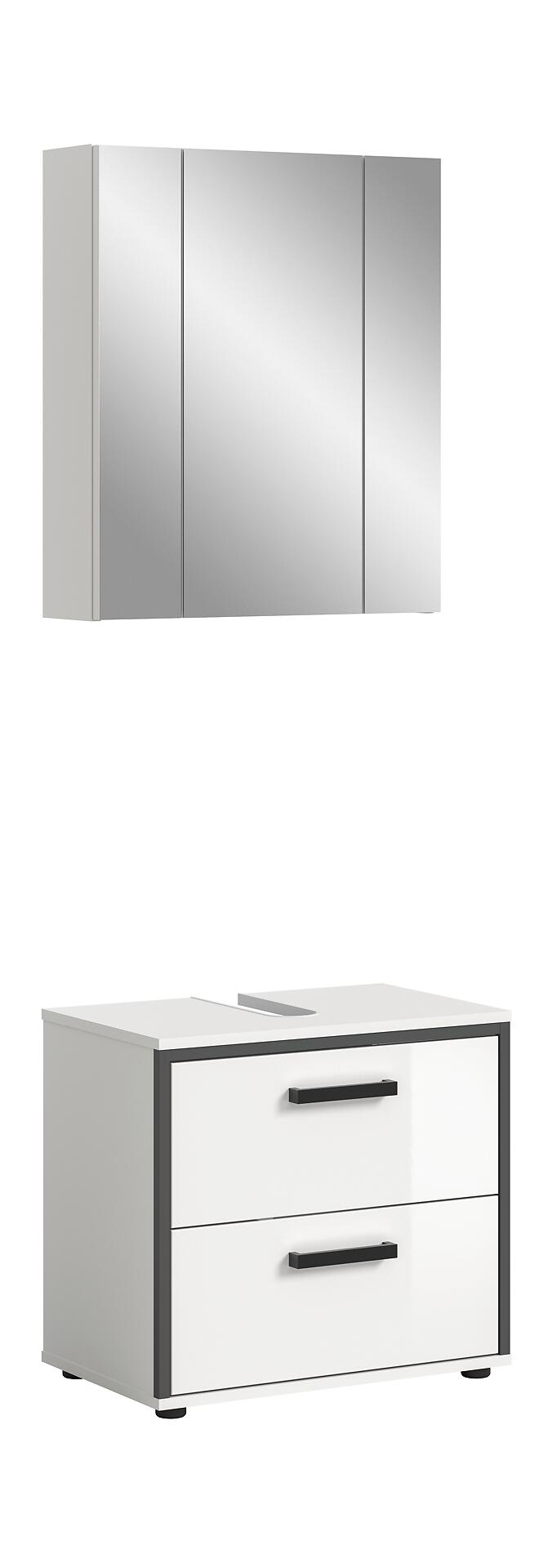 Badblock KOJAK weiß weiß Hochglanz anthrazit B/H/T: ca. 60x188x37 cm