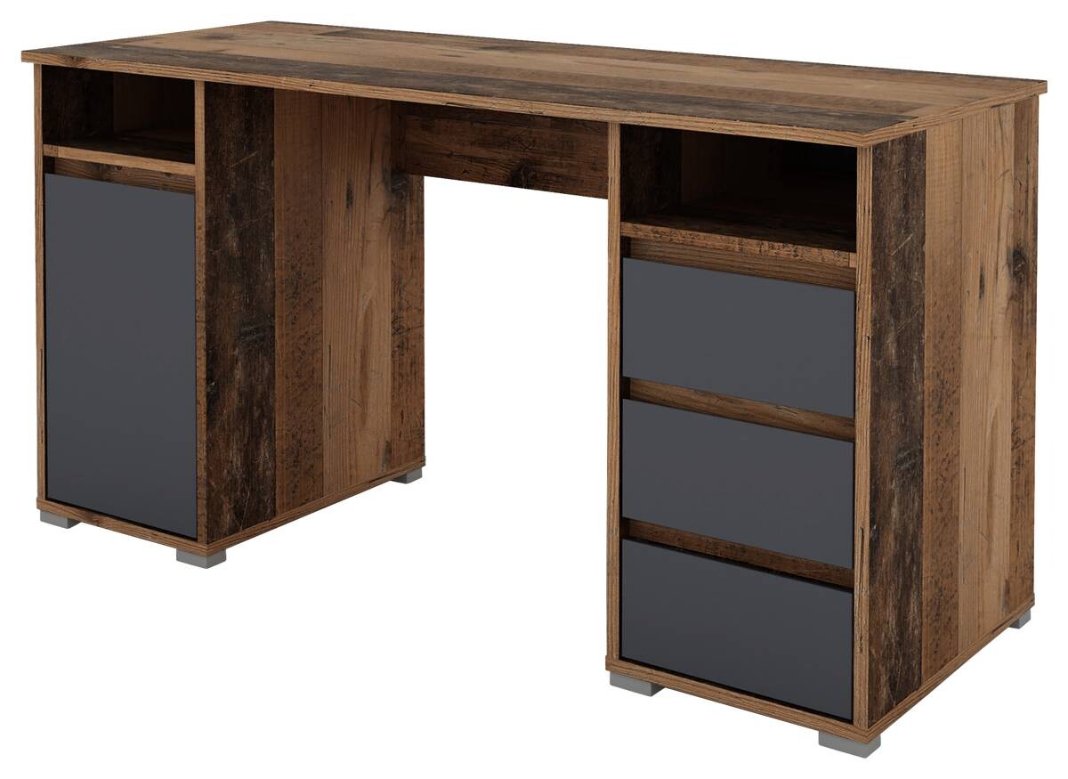 Schreibtisch LOBO Eiche Old Wood Nachbildung anthrazit B/H/T: ca. 138x75x55 cm