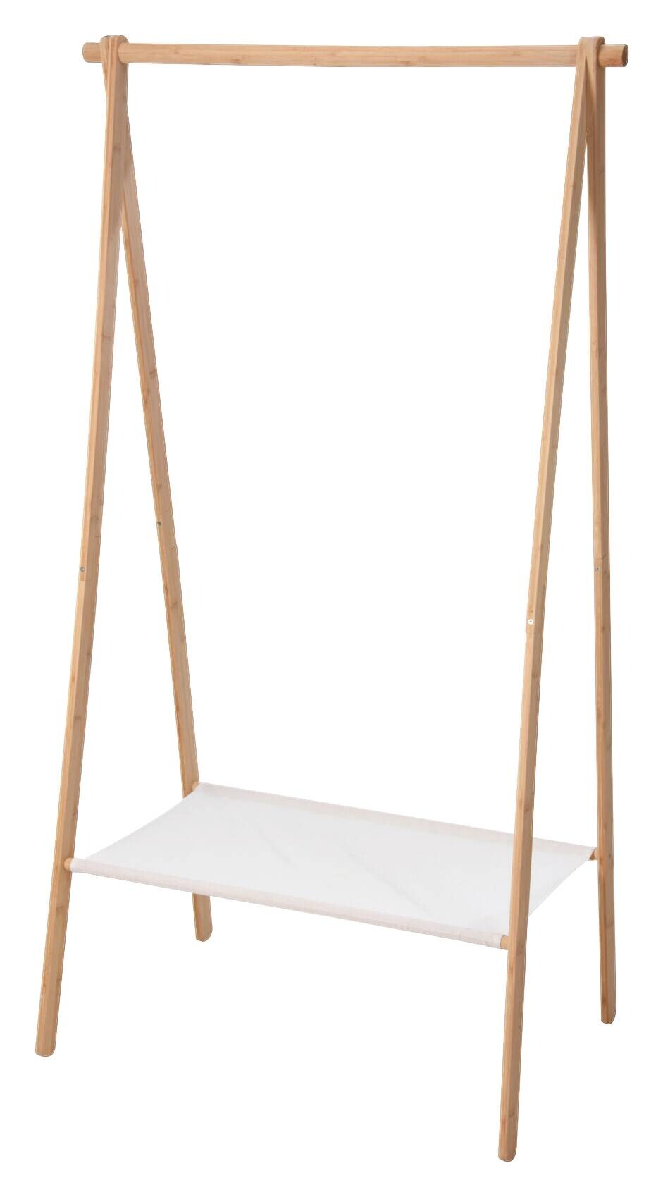 Kleiderständer weiß Bambus B/H/L: ca. 57x155x86 cm