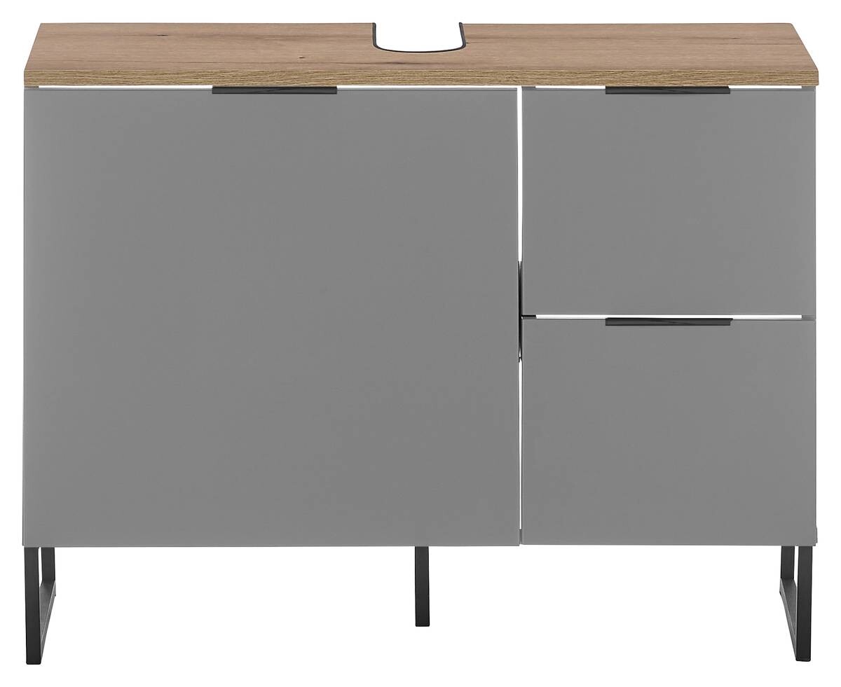 Waschbeckenunterschrank Denver grau matt Eiche Evoke Coast Nachbildung B/H/T: ca. 80x60x35 cm