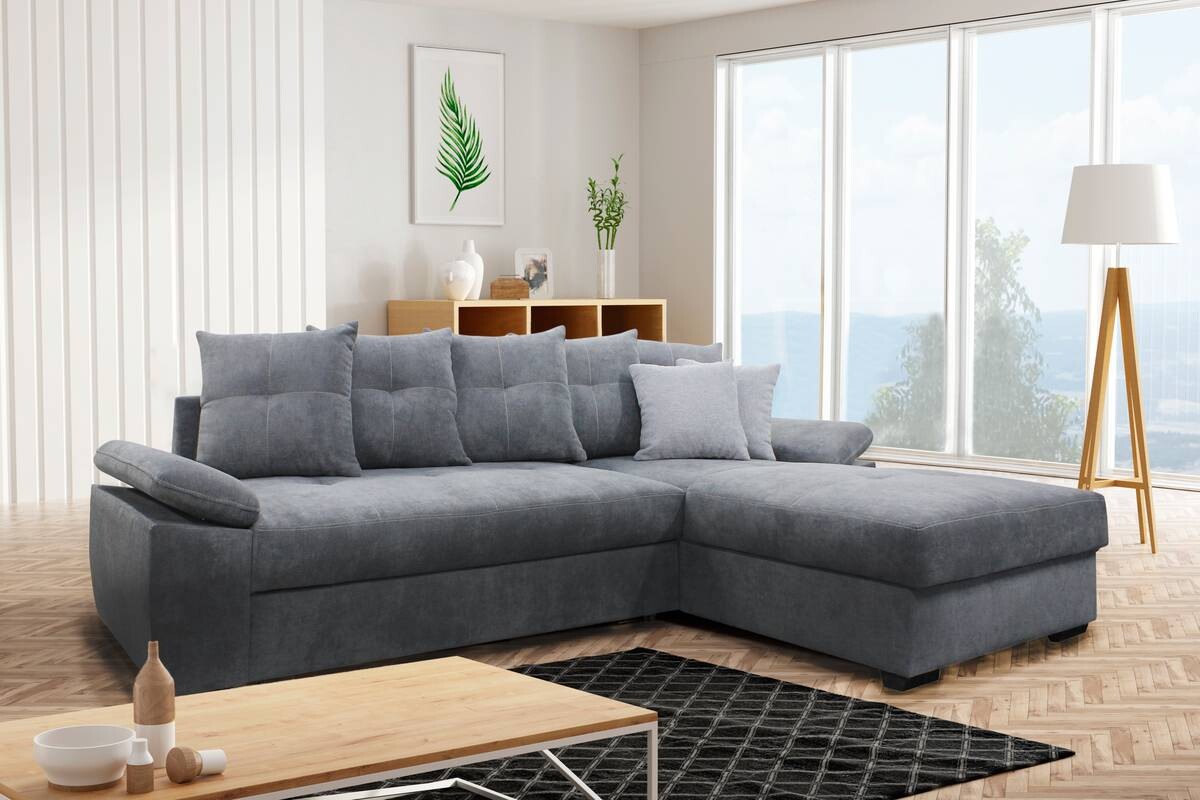Ecksofa mit Bettfunktion und Bettkasten hellgrau B/H/T: ca. 274x90x168 cm Ecksofa mit Bettfunktion und Bettkasten hellgrau B/H/T: ca. 274x90x168 cm