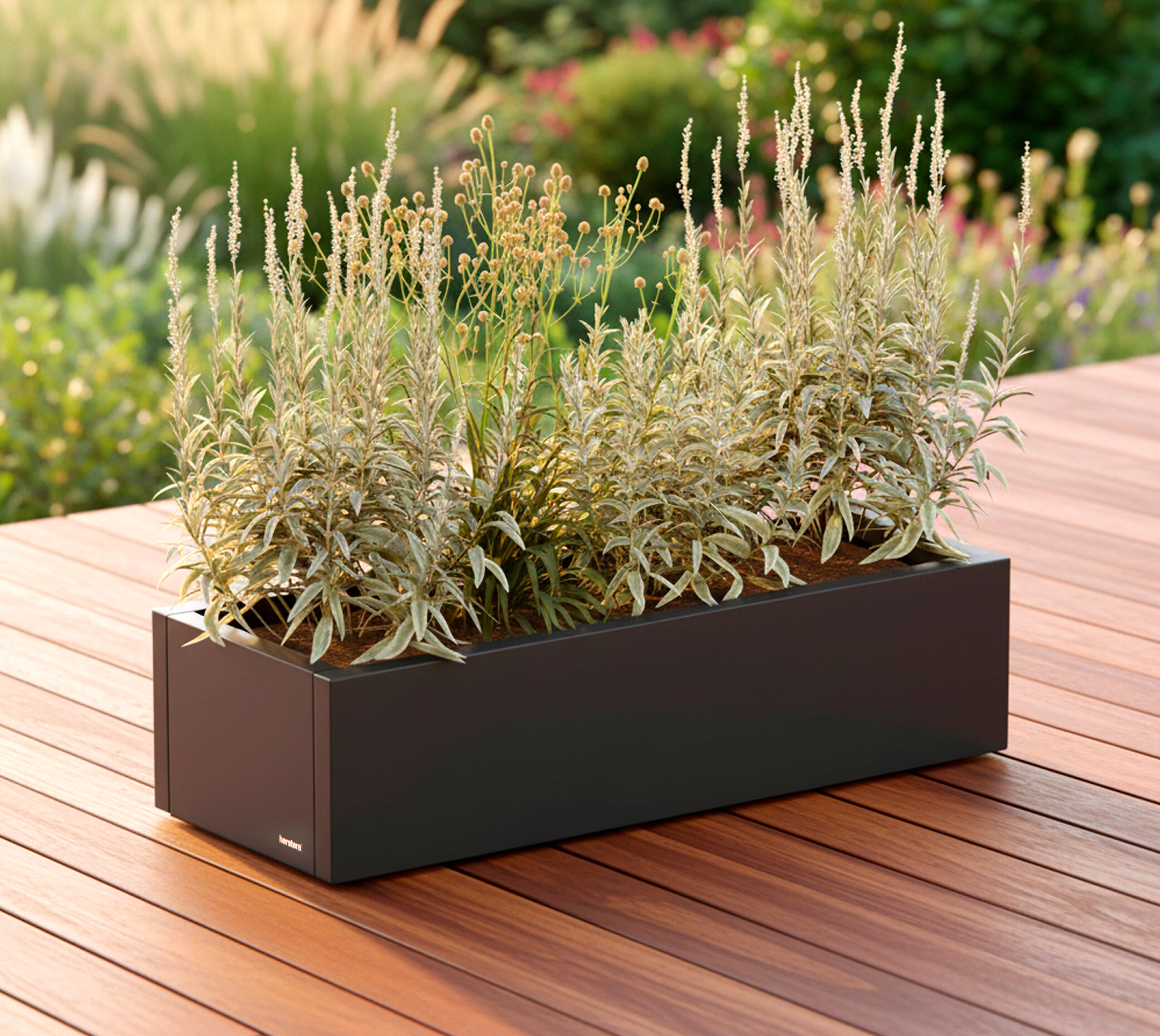 Herstera Garden Pflanzkübel Cube anthrazit Metall B/H/L: ca. 100x25x40 cm