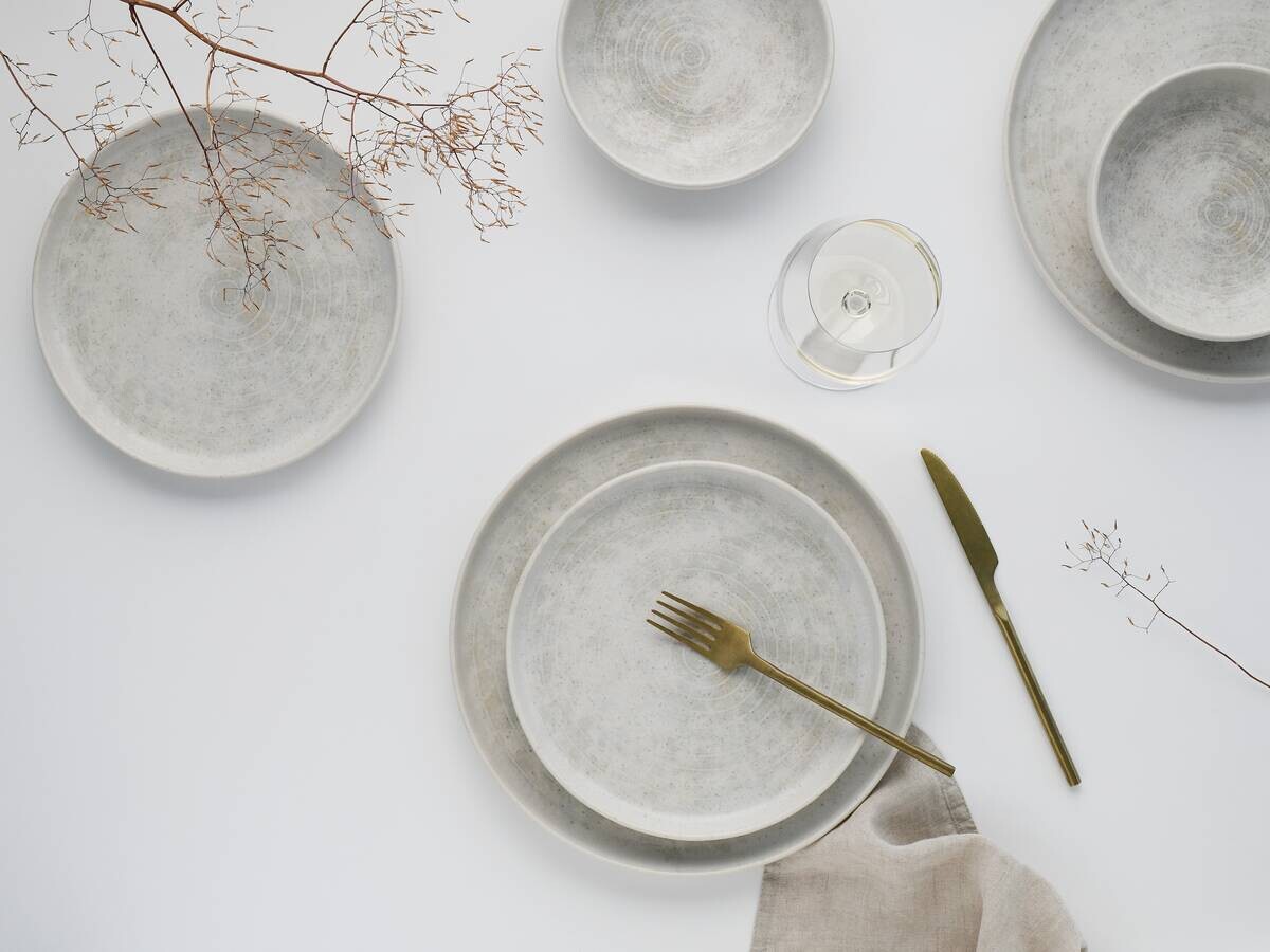 CreaTable Teller-Set Uno Athena creme Steinzeug