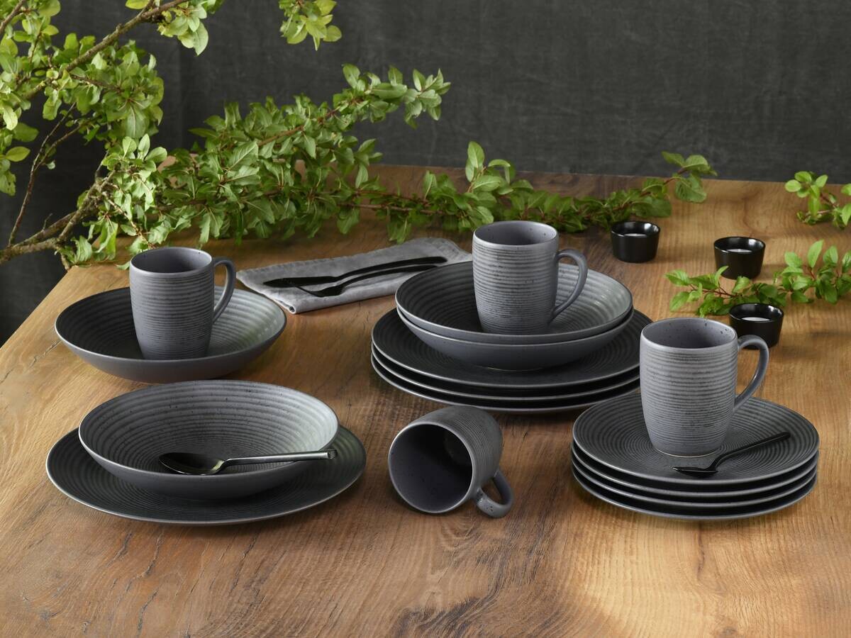 CreaTable Kombiservice Catania anthrazit Steinzeug 16 tlg.